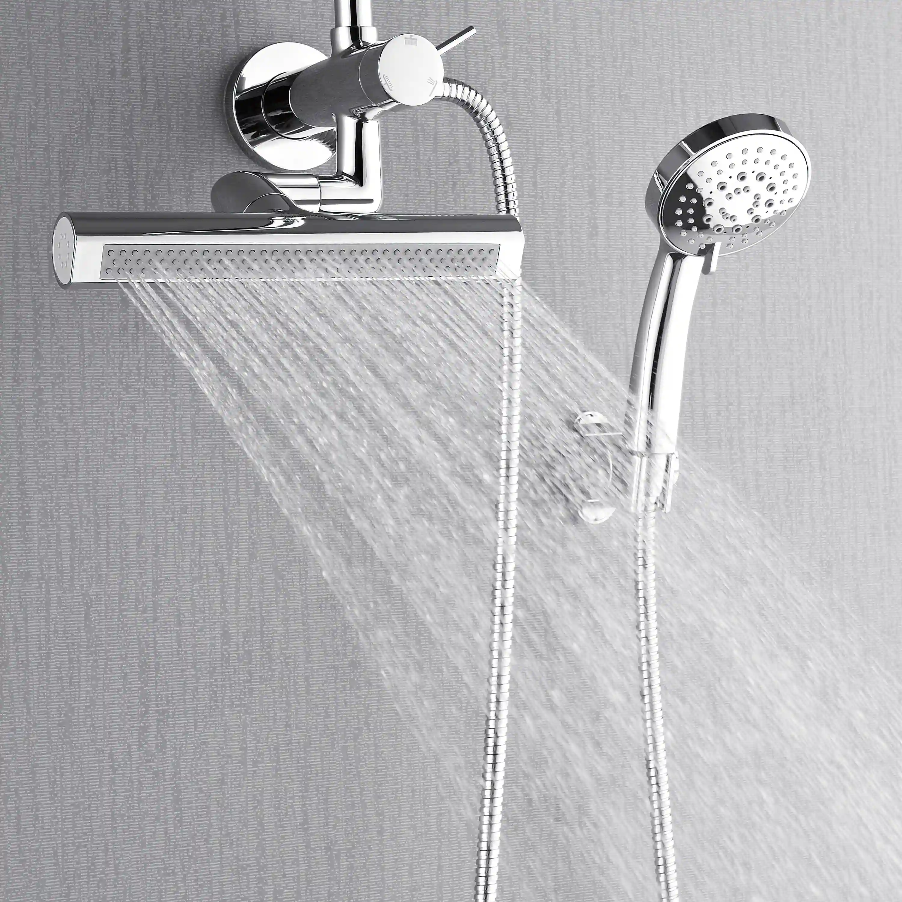 Forno Acqua Fall Mini 9-Inch Overhead Rainfall Shower with 2.5 GPM Flow Rate, Handheld, 7 Way Diverter, Body Jets in Polished Stainless Steel (SMW1CP-C2) - Image 7