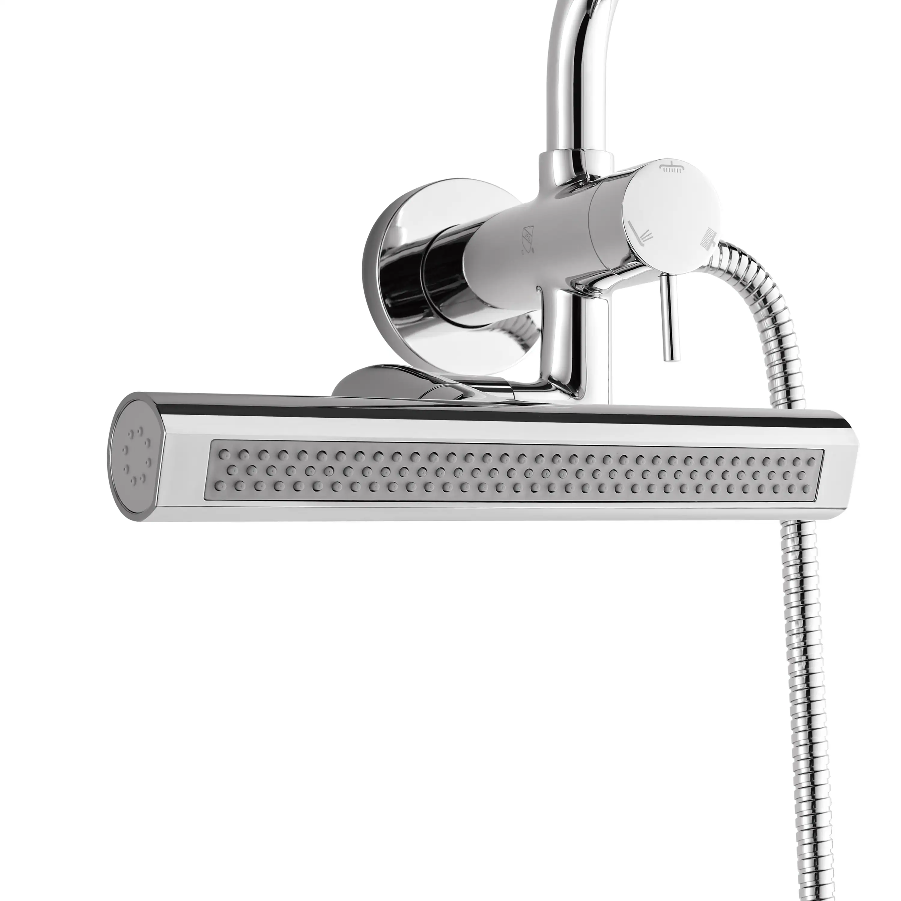 Forno Acqua Fall Mini 9-Inch Overhead Rainfall Shower with 2.5 GPM Flow Rate, Handheld, 7 Way Diverter, Body Jets in Polished Stainless Steel (SMW1CP-C2) - Image 9