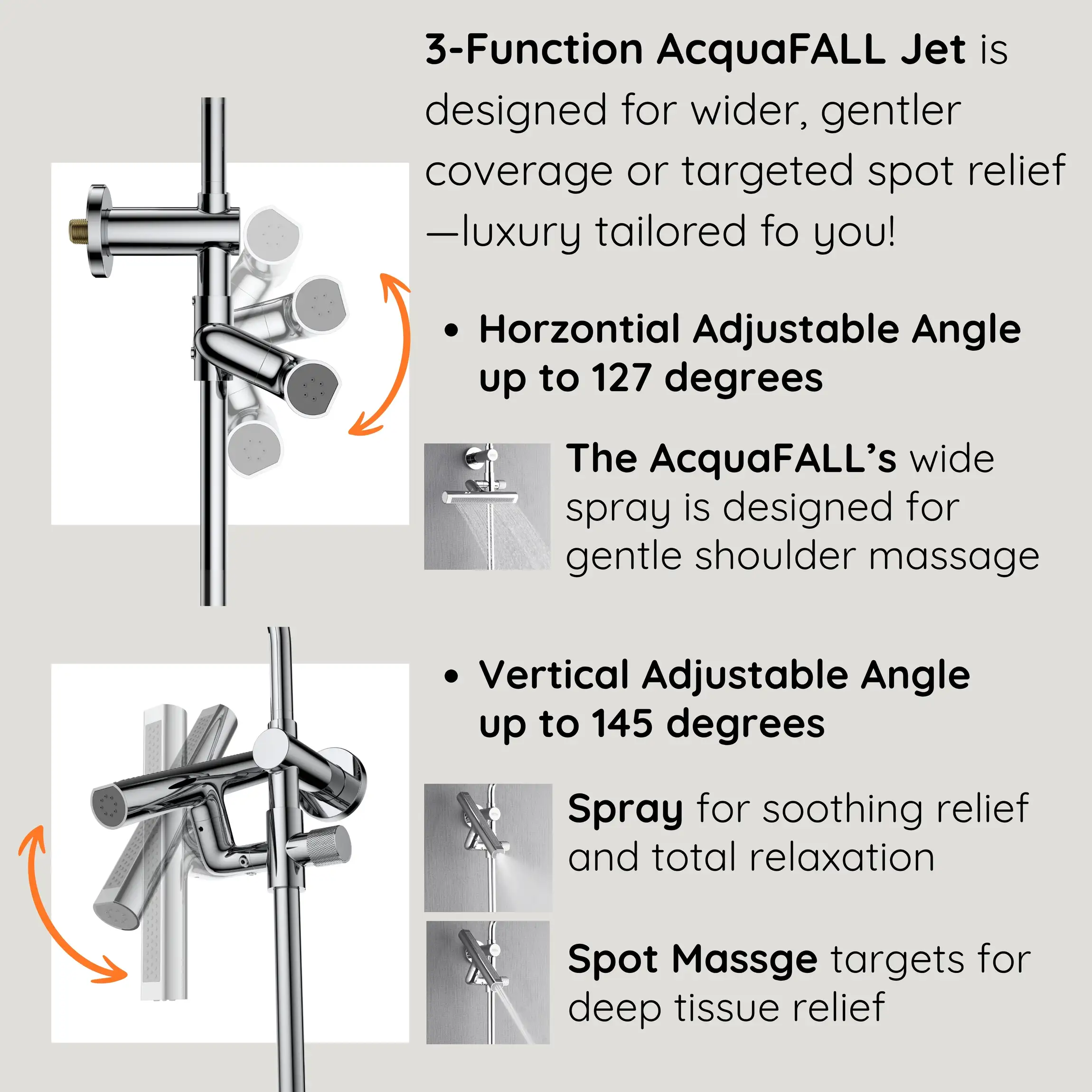 Forno Acqua Fall 8-Inch Overhead Rainfall Shower with 1.8 GPM Flow Rate, Handheld, 7 Way Diverter, Body Jets in Brushed Nickel (SCW2BN-C8) - Image 12