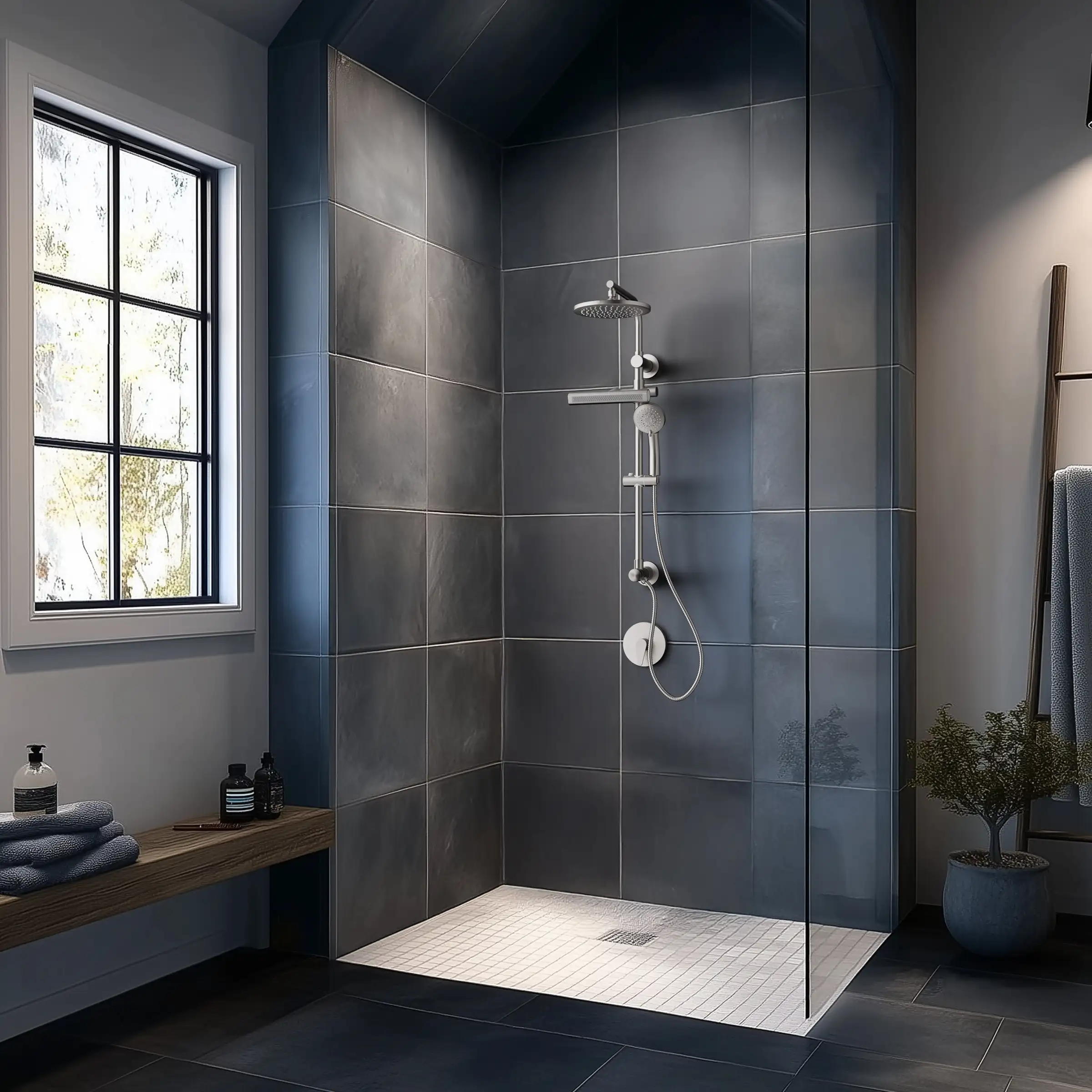 Forno Acqua Fall 9-Inch Overhead Rainfall Shower with 1.8 GPM Flow Rate, Handheld, Body Jets in Brushed Nickel Finish (SCW1BN-S8) - Image 2