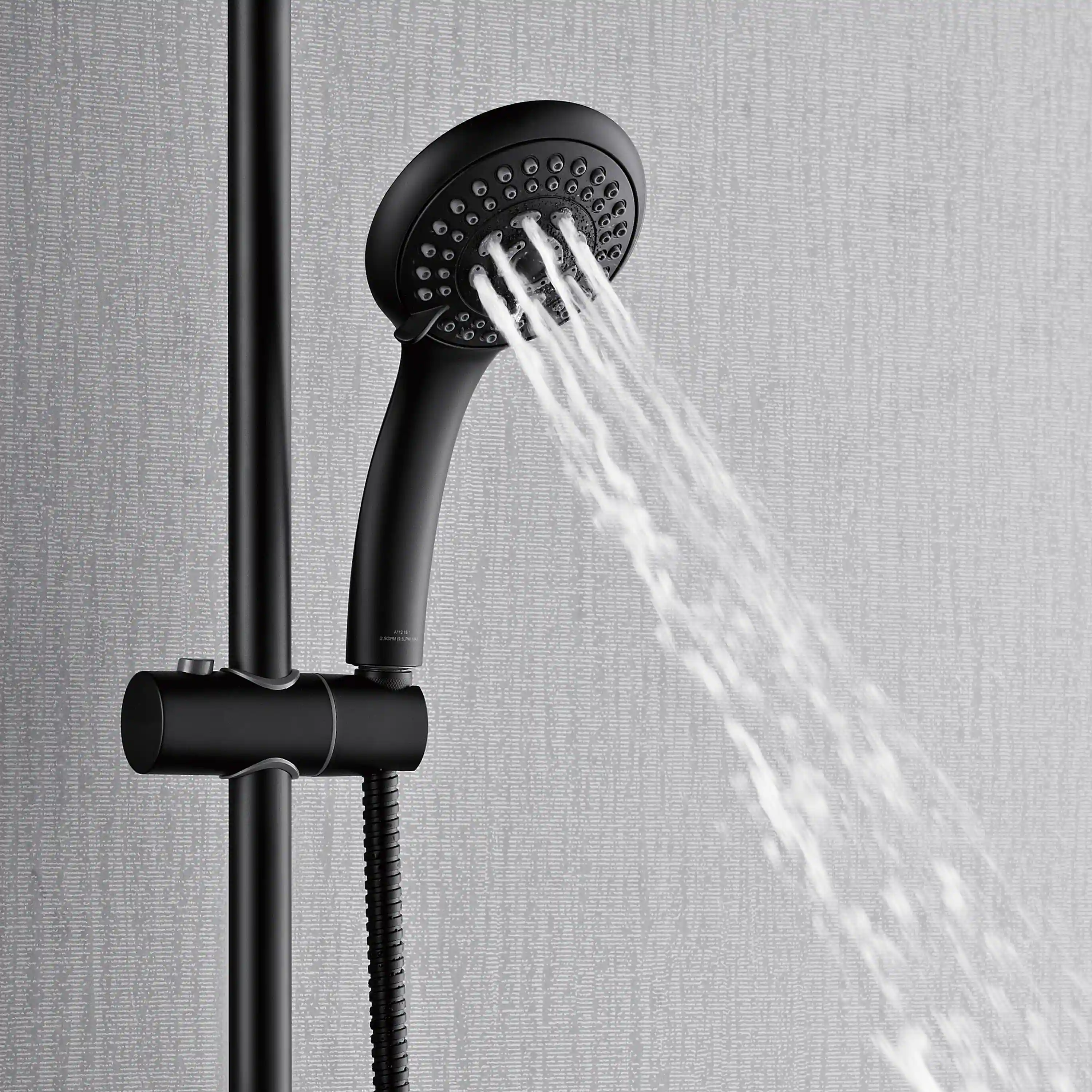 Forno Acqua Fall 8-Inch Overhead Rainfall Shower with 1.8 GPM Flow Rate, Handheld, 7 Way Diverter, Body Jets in Matte Black (SCW2BK-C8) - Image 3