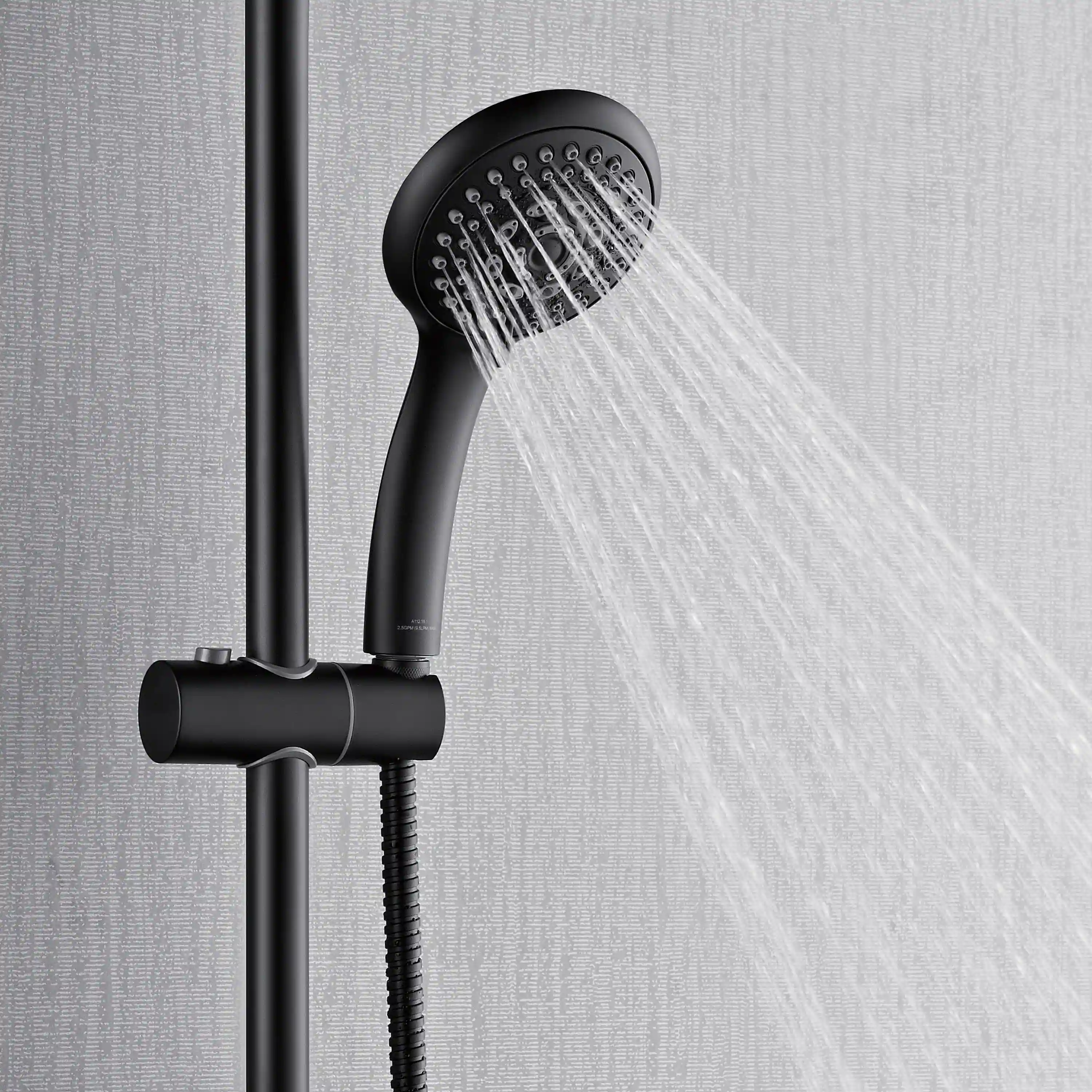 Forno Acqua Fall 8-Inch Overhead Rainfall Shower with 1.8 GPM Flow Rate, Handheld, 7 Way Diverter, Body Jets in Matte Black (SCW2BK-C8) - Image 4