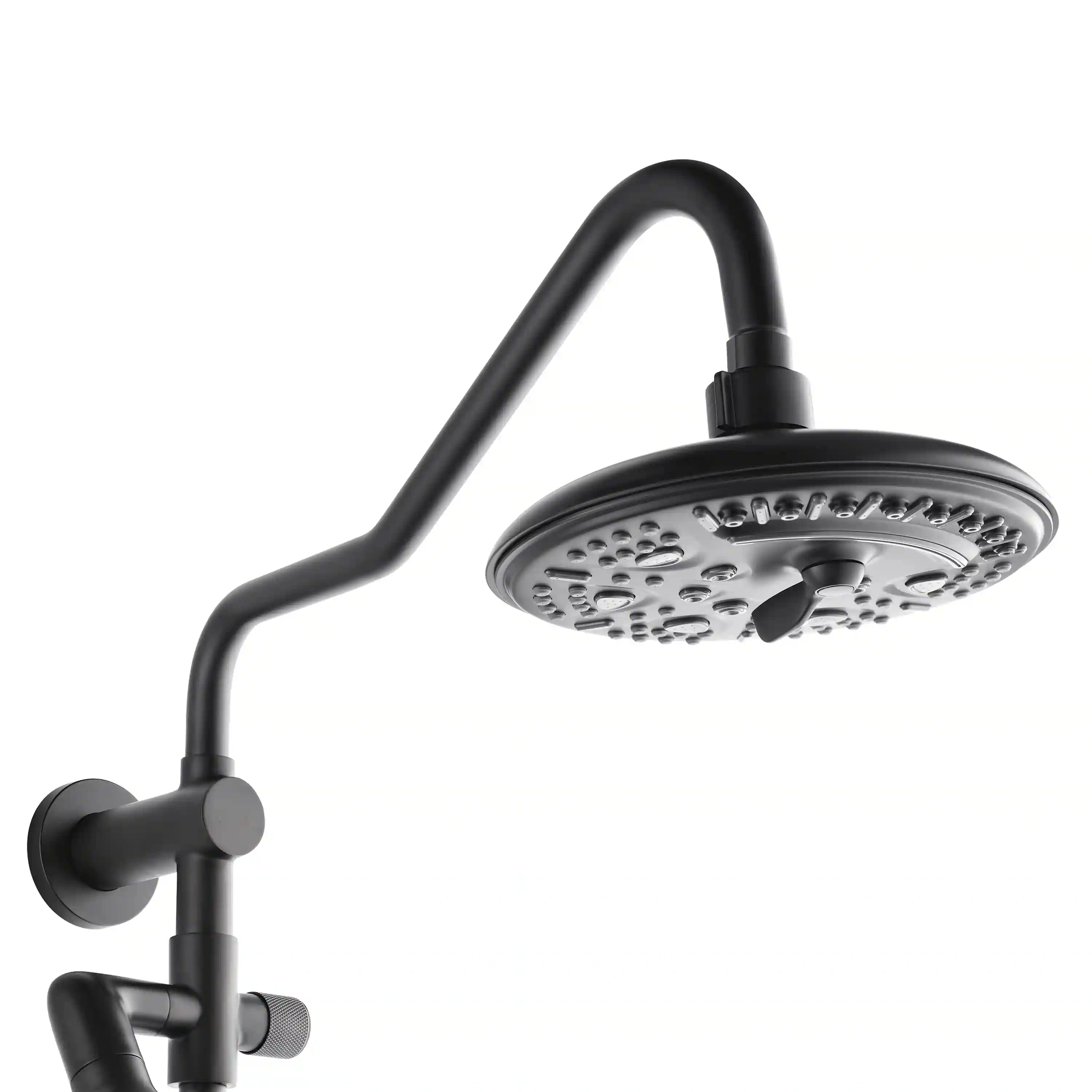 Forno Acqua Fall 8-Inch Overhead Rainfall Shower with 1.8 GPM Flow Rate, Handheld, 7 Way Diverter, Body Jets in Matte Black (SCW2BK-C8) - Image 5