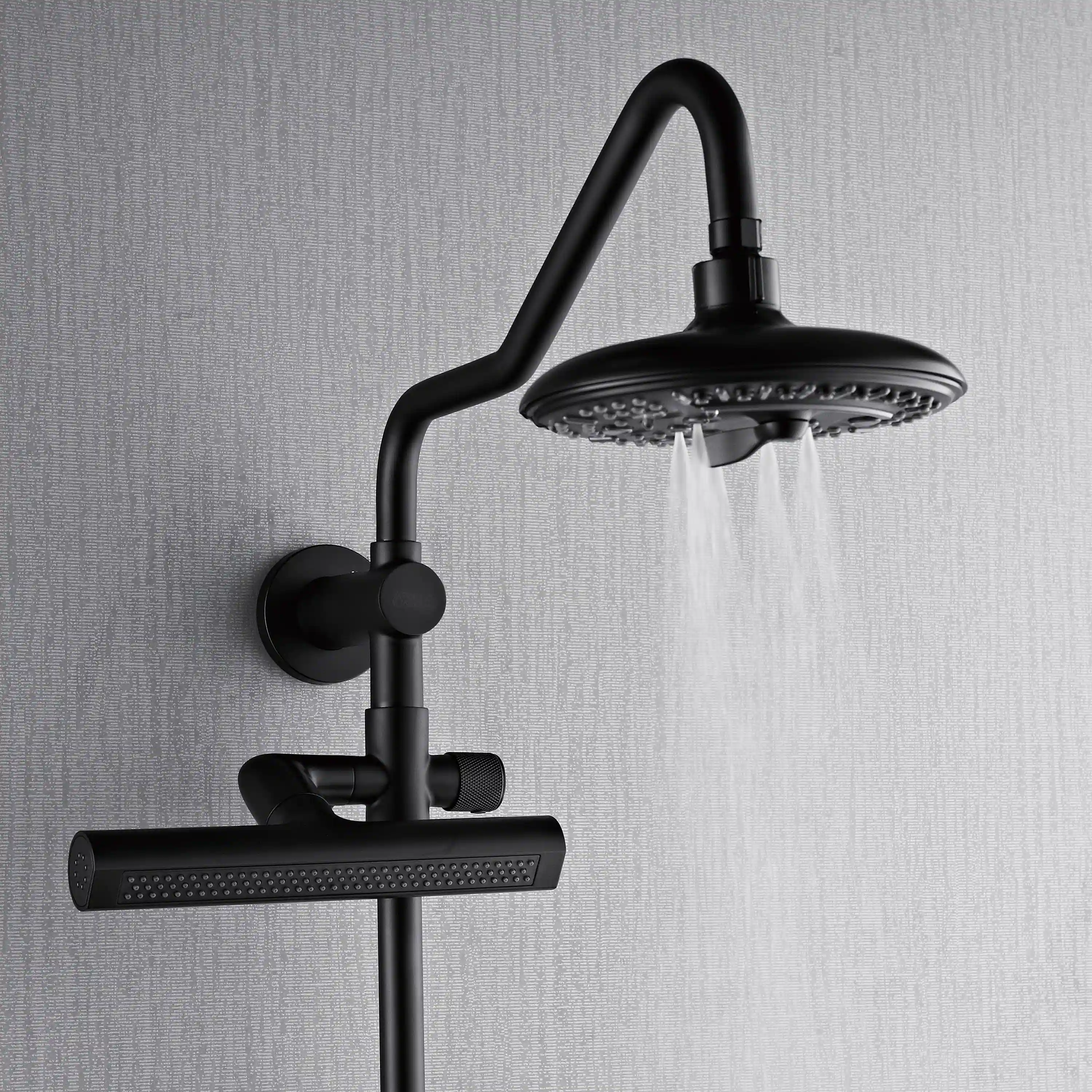 Forno Acqua Fall 8-Inch Overhead Rainfall Shower with 1.8 GPM Flow Rate, Handheld, 7 Way Diverter, Body Jets in Matte Black (SCW2BK-C8) - Image 6