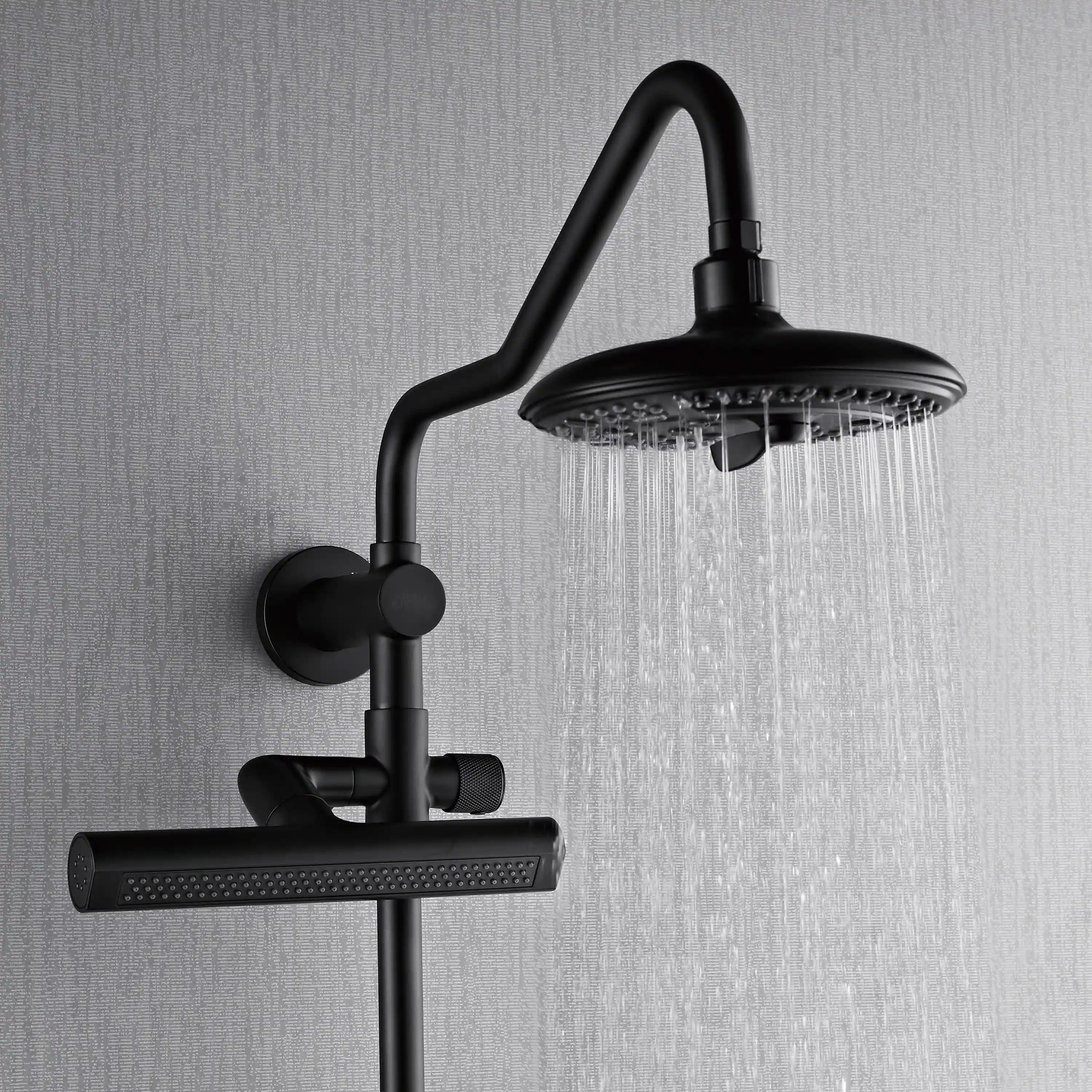 Forno Acqua Fall 8-Inch Overhead Rainfall Shower with 1.8 GPM Flow Rate, Handheld, 7 Way Diverter, Body Jets in Matte Black (SCW2BK-C8) - Image 7