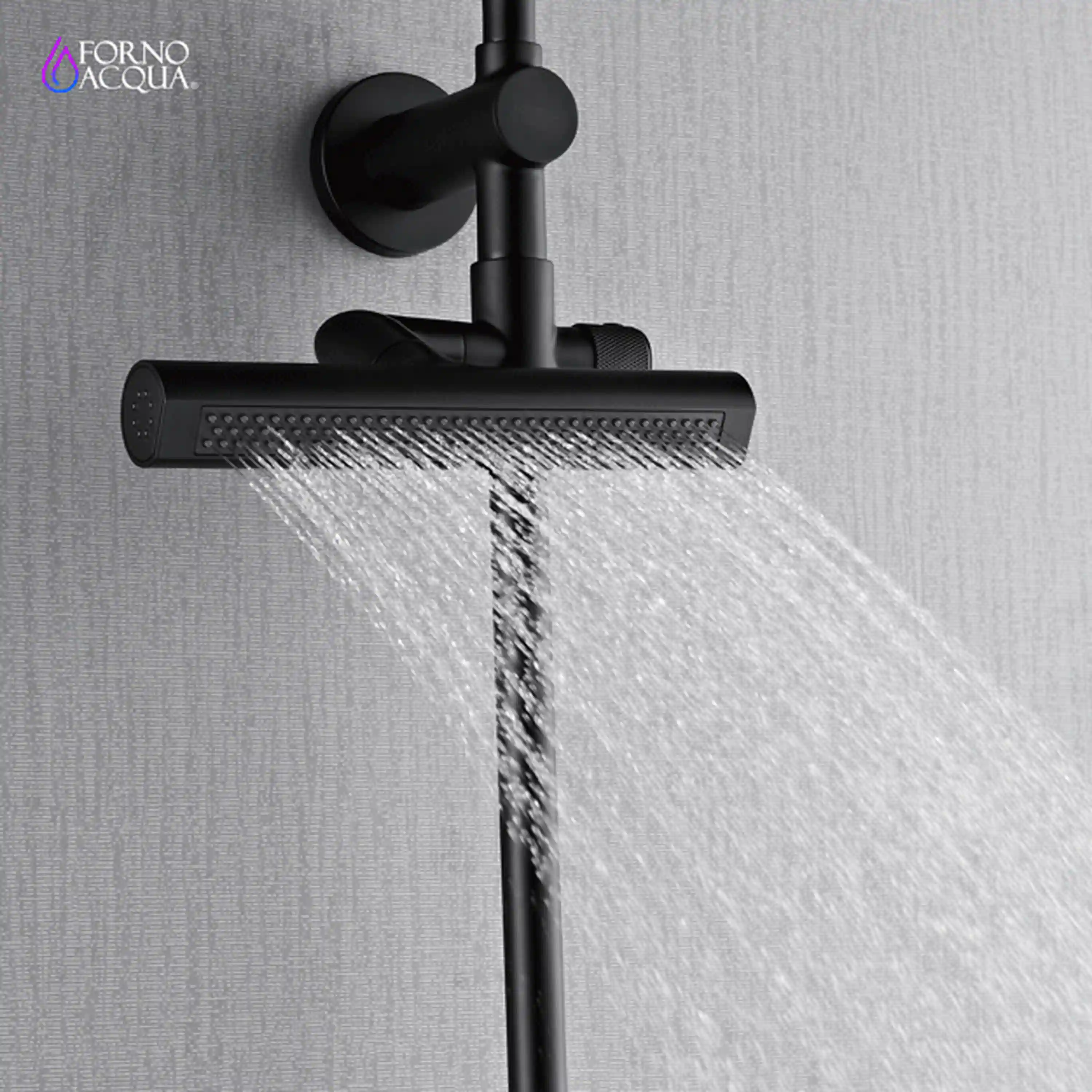 Forno Acqua Fall 8-Inch Overhead Rainfall Shower with 1.8 GPM Flow Rate, Handheld, 7 Way Diverter, Body Jets in Matte Black (SCW2BK-C8) - Image 9