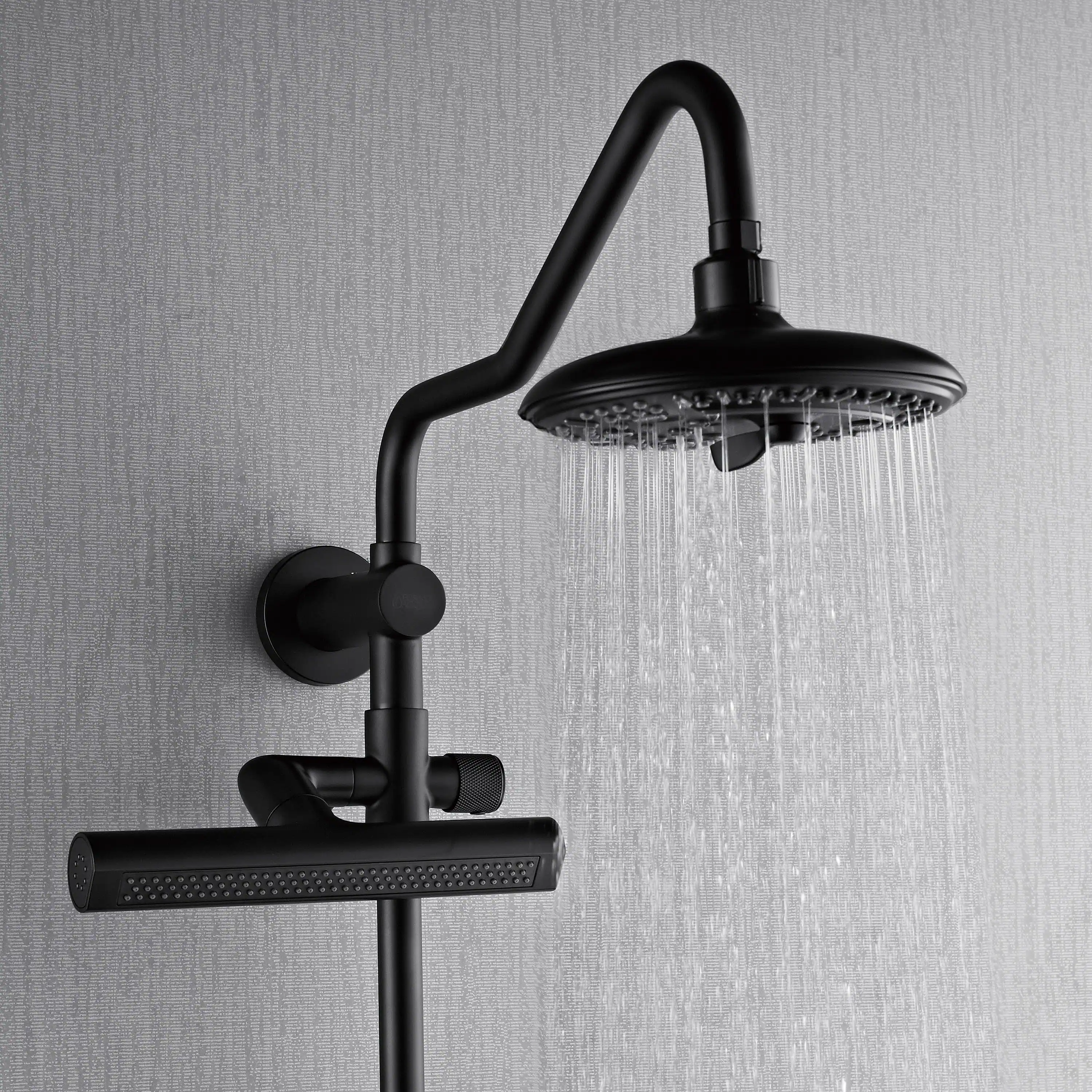 Forno Acqua Fall 8-Inch Overhead Rainfall Shower with 2.5 GPM Flow Rate, Handheld, 7 Way Diverter, Body Jets in Matte Black (SCW2BK-C2) - Image 4