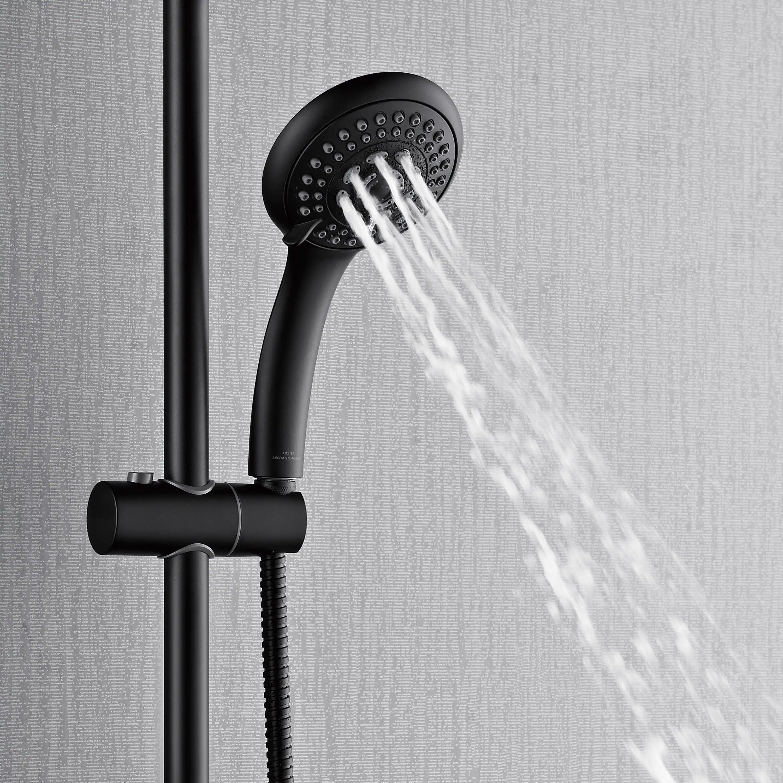 Forno Acqua Fall 8-Inch Overhead Rainfall Shower with 2.5 GPM Flow Rate, Handheld, 7 Way Diverter, Body Jets in Matte Black (SCW2BK-C2) - Image 6