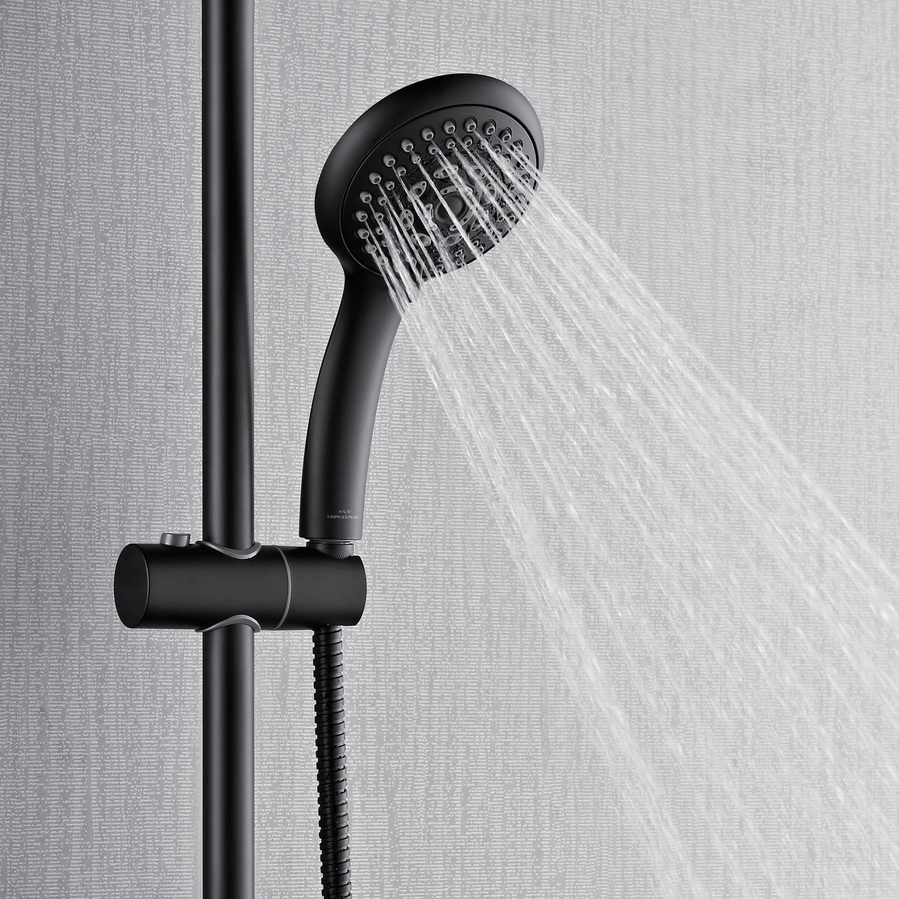 Forno Acqua Fall 8-Inch Overhead Rainfall Shower with 2.5 GPM Flow Rate, Handheld, 7 Way Diverter, Body Jets in Matte Black (SCW2BK-C2) - Image 7