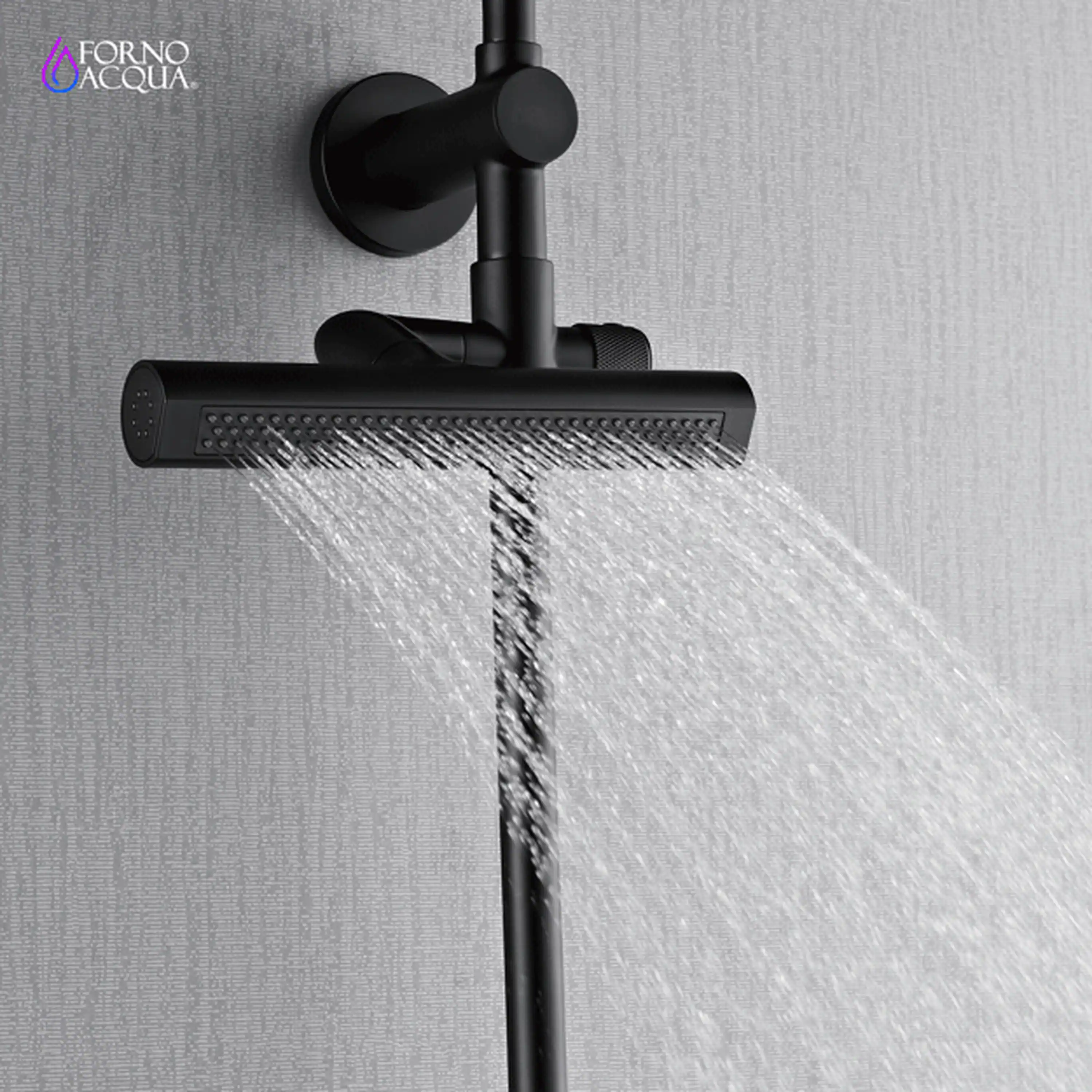 Forno Acqua Fall 8-Inch Overhead Rainfall Shower with 2.5 GPM Flow Rate, Handheld, 7 Way Diverter, Body Jets in Matte Black (SCW2BK-C2) - Image 8