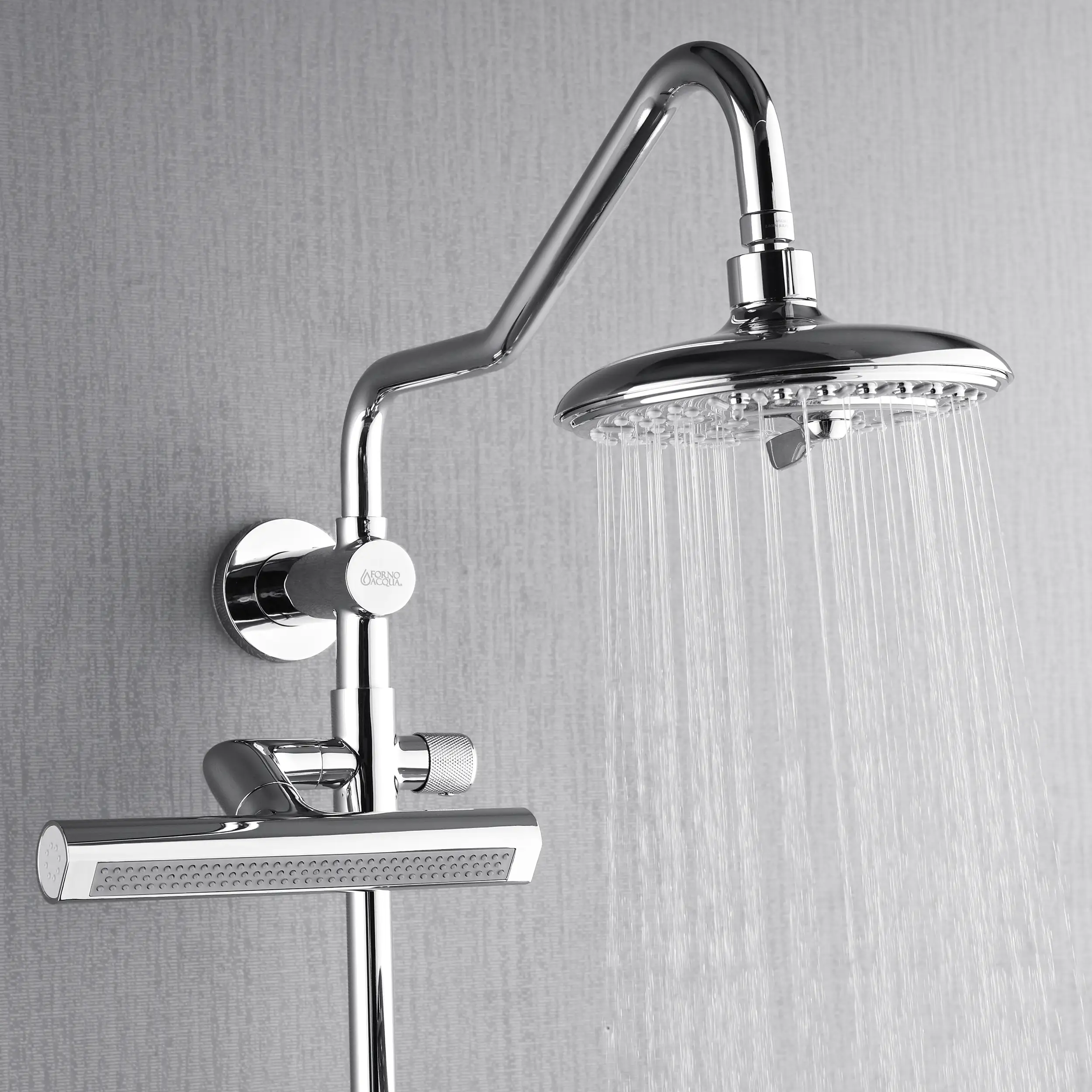 Forno Acqua Fall 8-Inch Overhead Rainfall Shower with 2.5 GPM Flow Rate, Handheld, 7 Way Diverter, Body Jets in Polished Stainless Steel (SCW2CP-C2) - Image 4