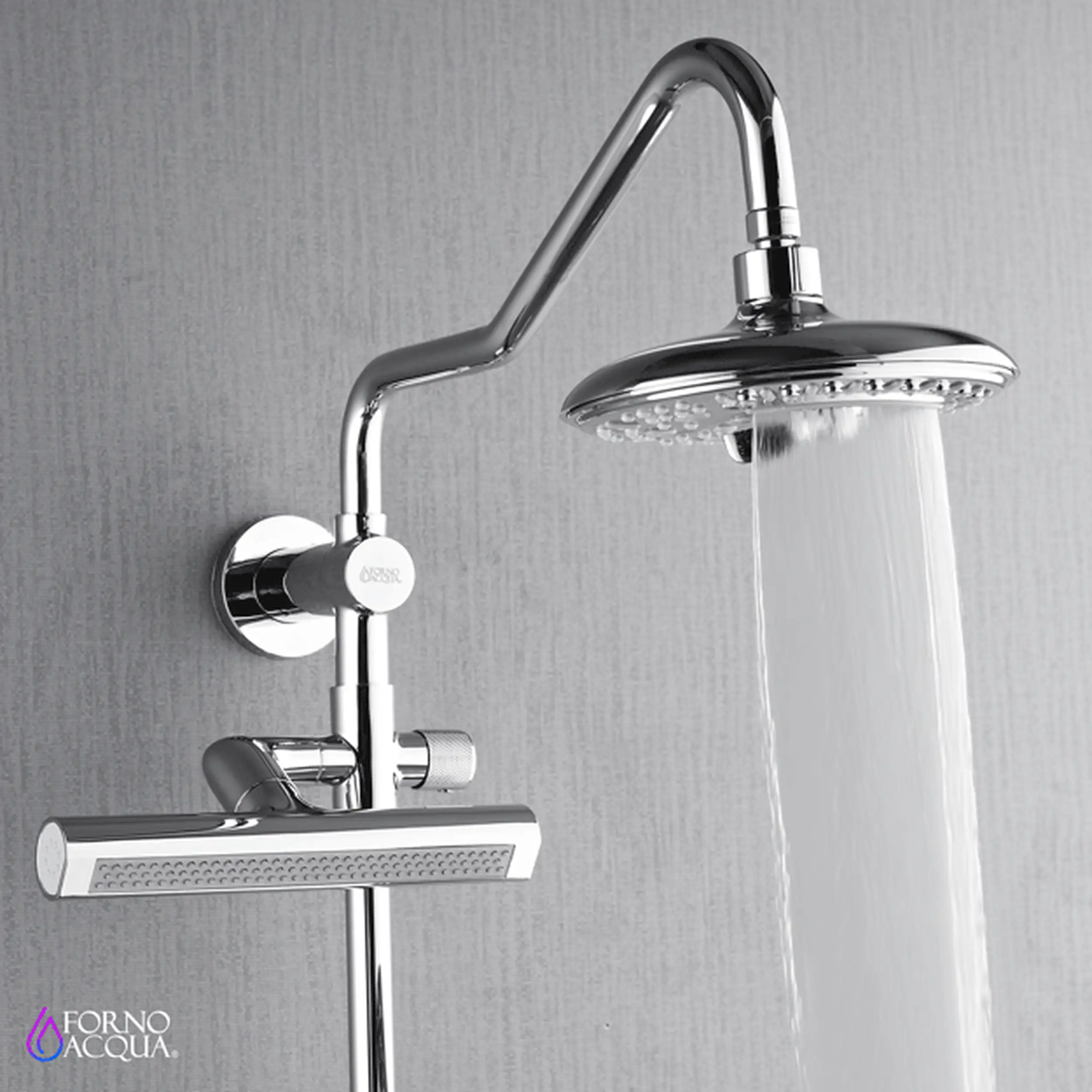 Forno Acqua Fall 8-Inch Overhead Rainfall Shower with 2.5 GPM Flow Rate, Handheld, 7 Way Diverter, Body Jets in Polished Stainless Steel (SCW2CP-C2) - Image 3