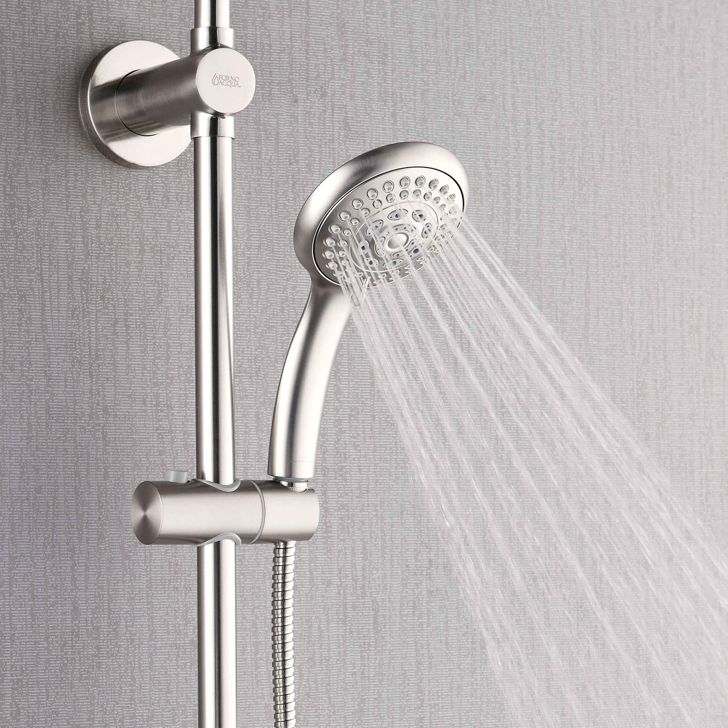 Forno Acqua Spa Retrofit 8-Inch Ovearhead Rainfall Shower with 2.5 GPM Flow Rate, Handheld, Body Jets, 6 Way Diverter in Brushed Nickel (SC32BN-C2) - Image 5