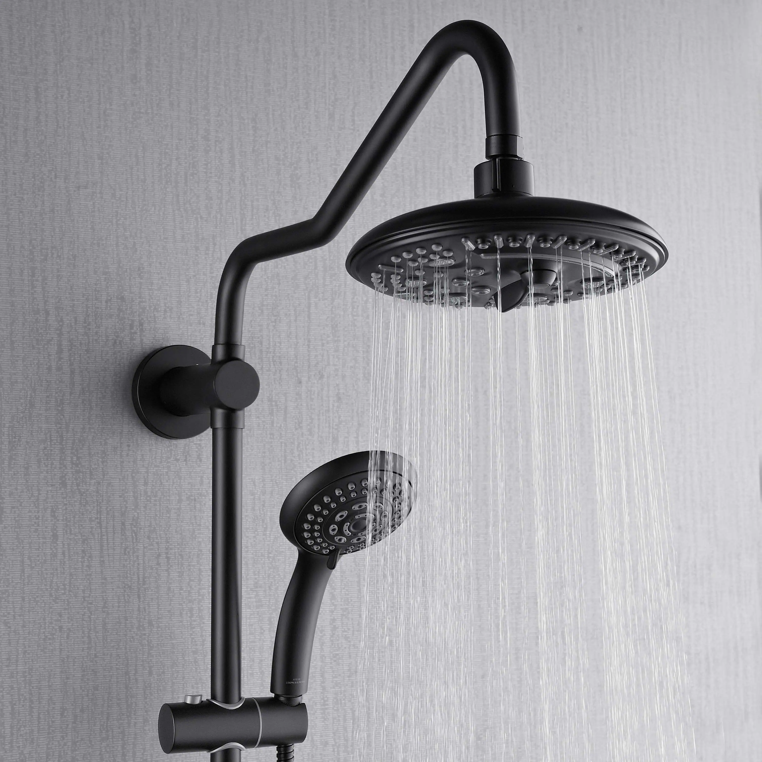 Forno Acqua Spa Retrofit 8-Inch Overahead Rainfall Shower with 1.8 GPM Flow Rate, Handheld, Body Jets, 6 Way Diverter in Matte Black (SC32BK-C8) - Image 3