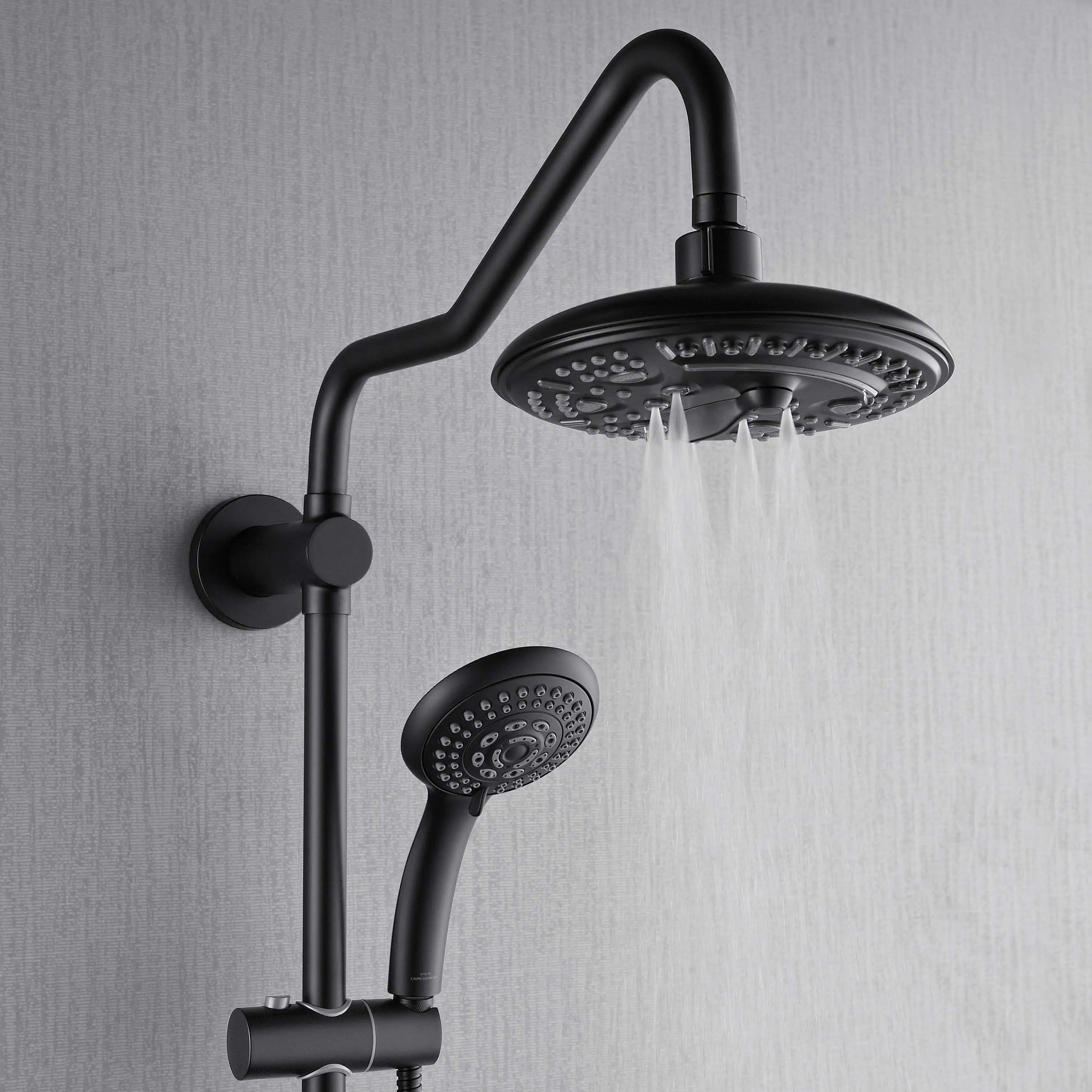 Forno Acqua Spa Retrofit 8-Inch Overahead Rainfall Shower with 1.8 GPM Flow Rate, Handheld, Body Jets, 6 Way Diverter in Matte Black (SC32BK-C8) - Image 5