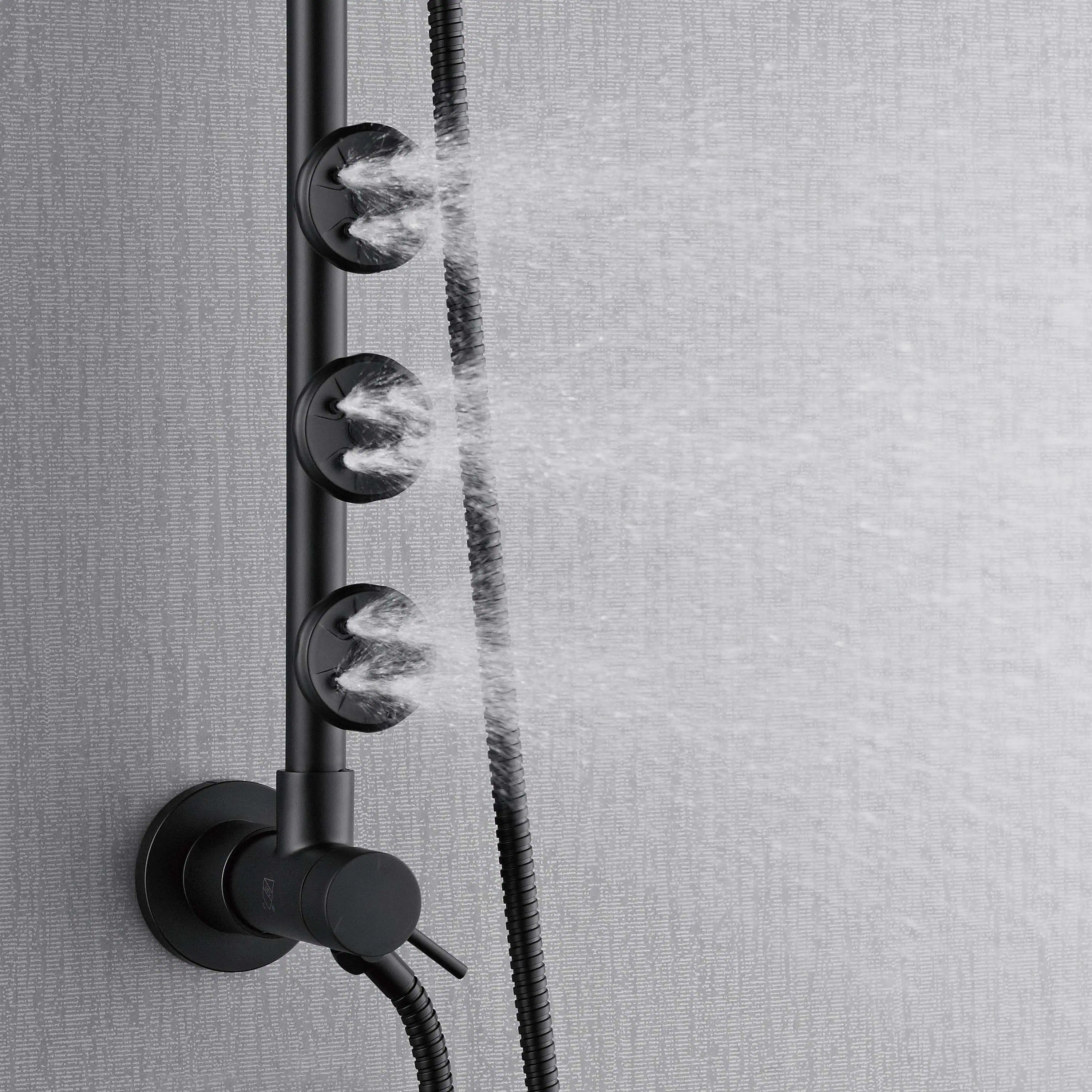 Forno Acqua Spa Retrofit 8-Inch Overahead Rainfall Shower with 1.8 GPM Flow Rate, Handheld, Body Jets, 6 Way Diverter in Matte Black (SC32BK-C8) - Image 7