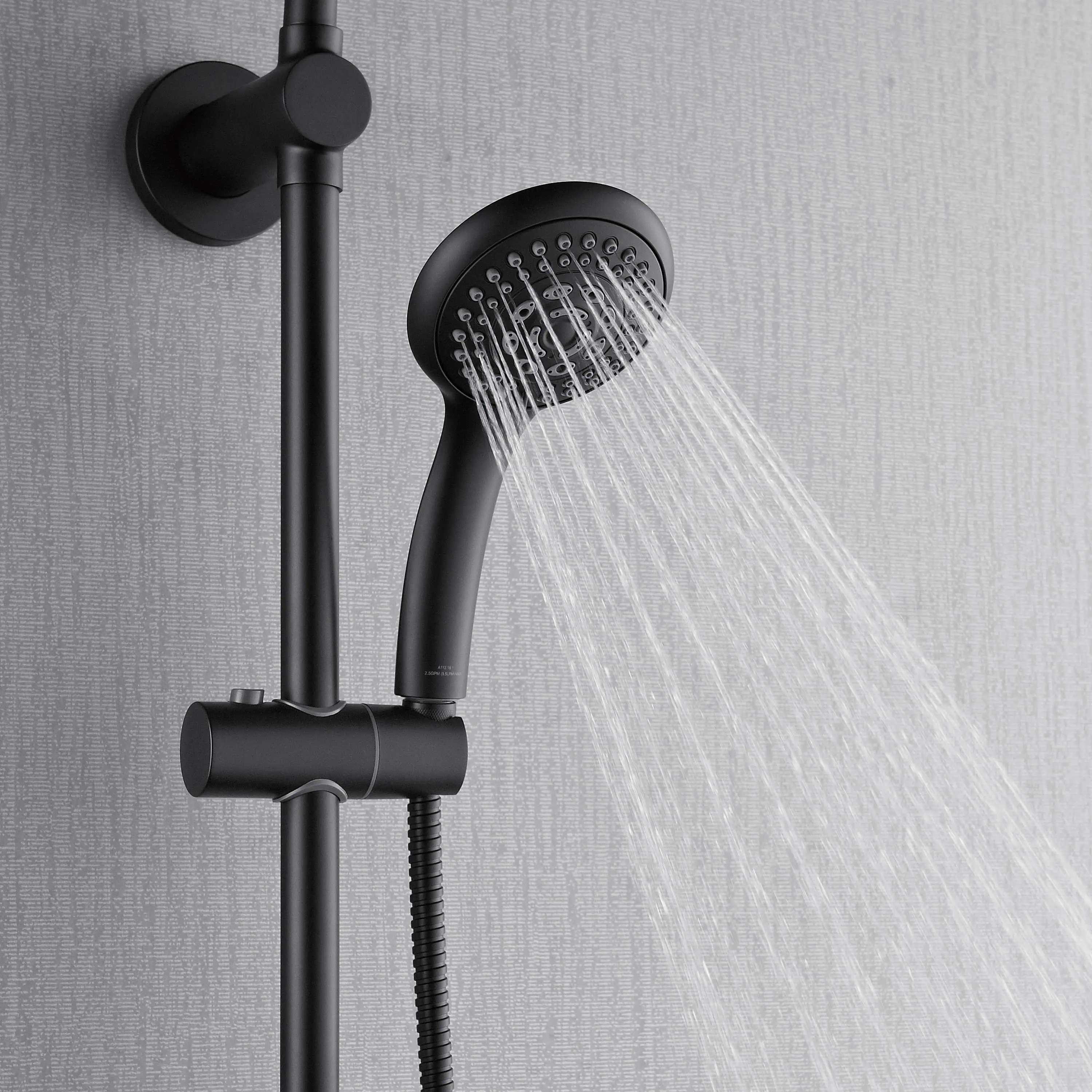 Forno Acqua Spa Retrofit 8-Inch Overhead Rainfall Shower with 2.5 GPM Flow Rate, Handheld, Body Jets, 6 Way Diverter in Matte Black (SC32BK-C2) - Image 6