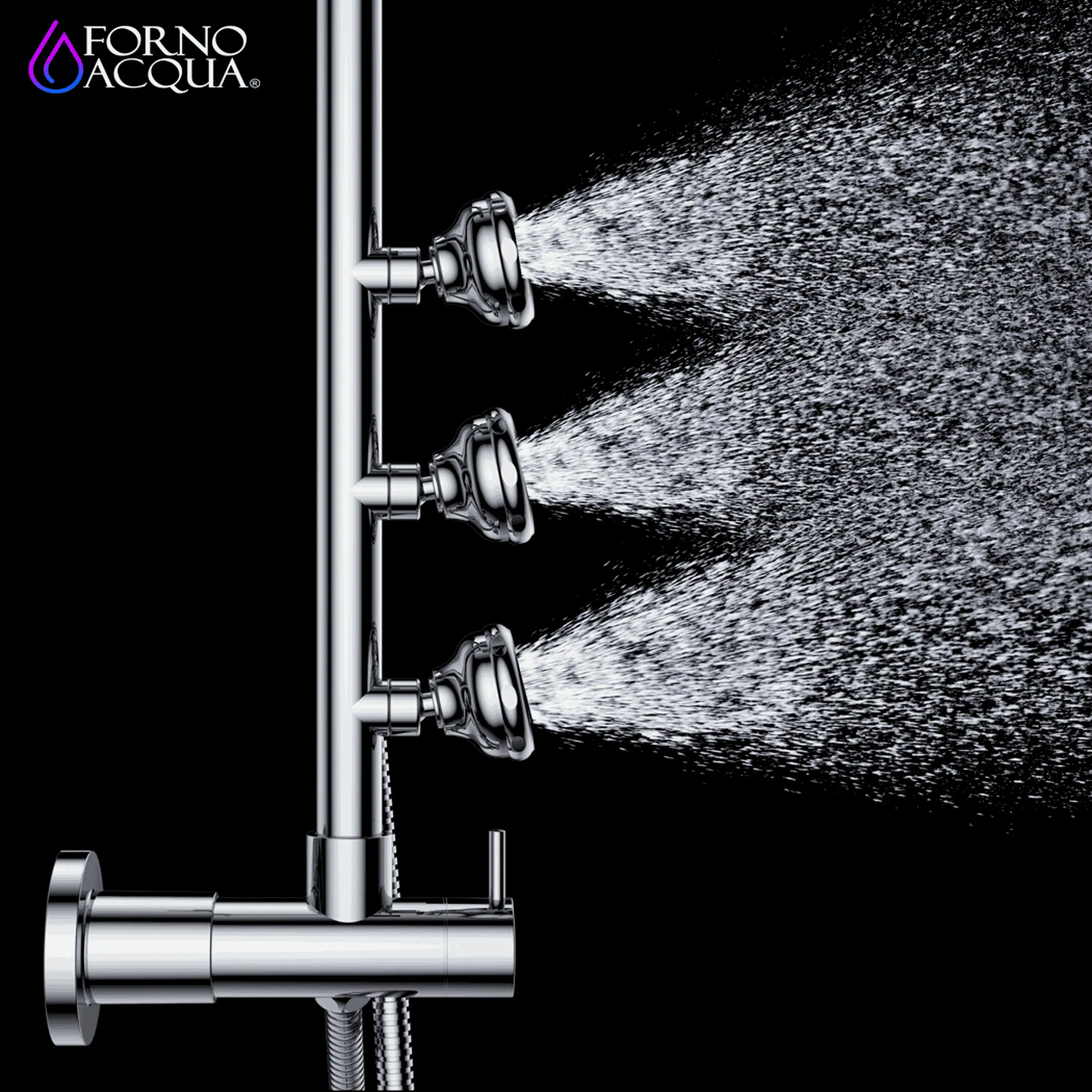 Forno Acqua Spa Retrofit 8-Inch Overhead Rainfall Shower with 2.5 GPM Flow Rate, Handheld, Body Jets, 6 Way Diverter in Matte Black (SC32BK-C2) - Image 8