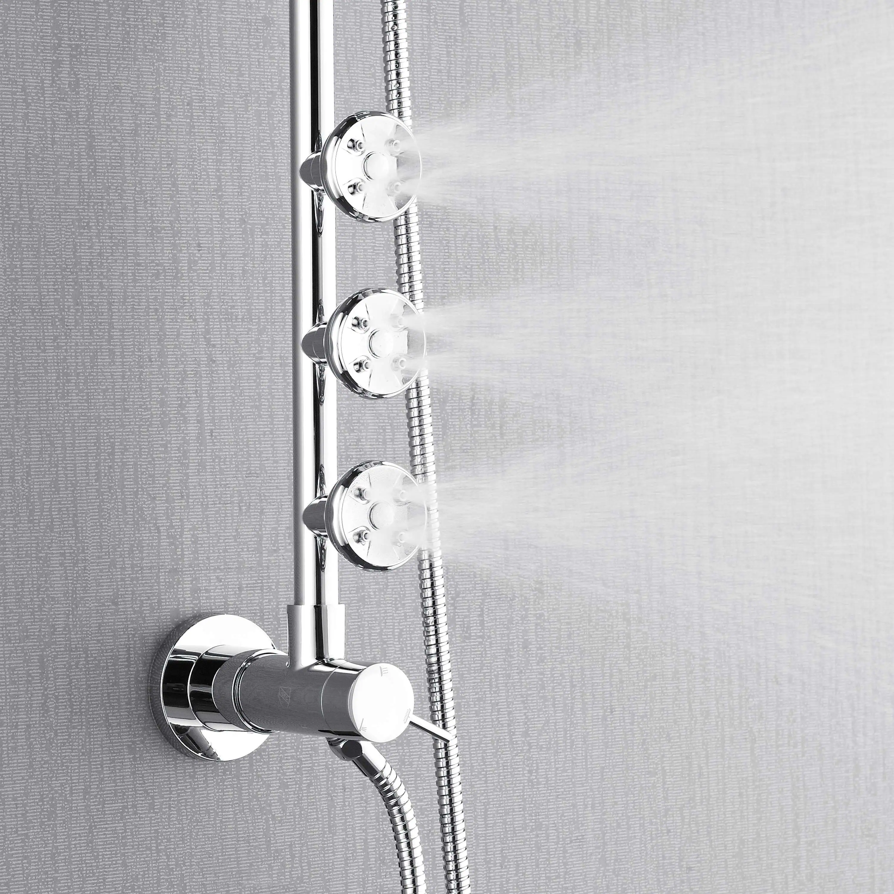 Forno Acqua Spa Retrofit 8-Inch Overhead Rainfall Shower with 1.8 GPM Flow Rate, Handheld, Body Jets, 6 Way Diverter in Polished Stainless Steel (SC32CP-C8) - Image 6