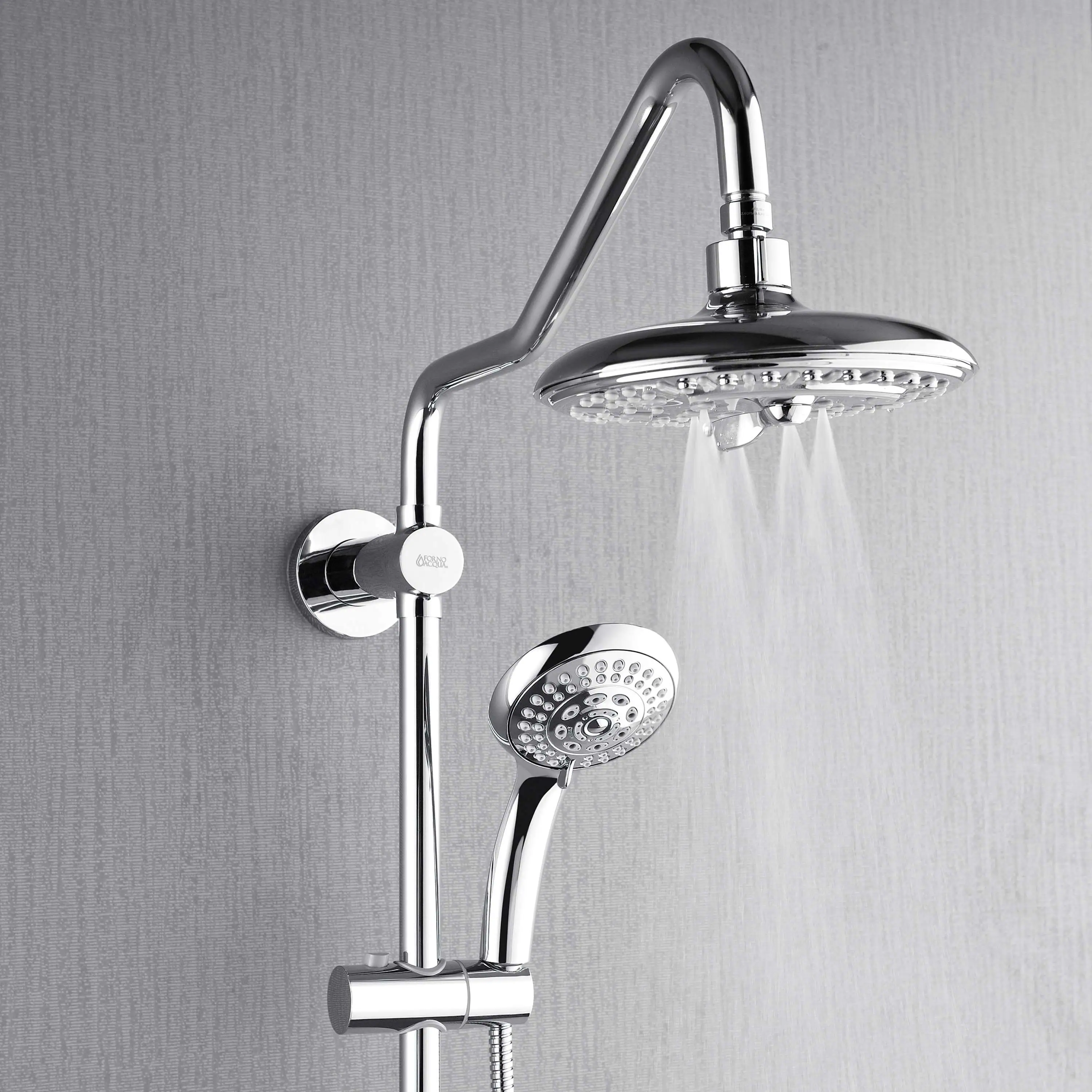 Forno Acqua Spa Retrofit 8-Inch Overhead Rainfall Shower with 2.5 GPM Flow Rate, Handheld, Body Jets, 6 Way Diverter in Polished Stainless Steel (SC32CP-C2) - Image 4