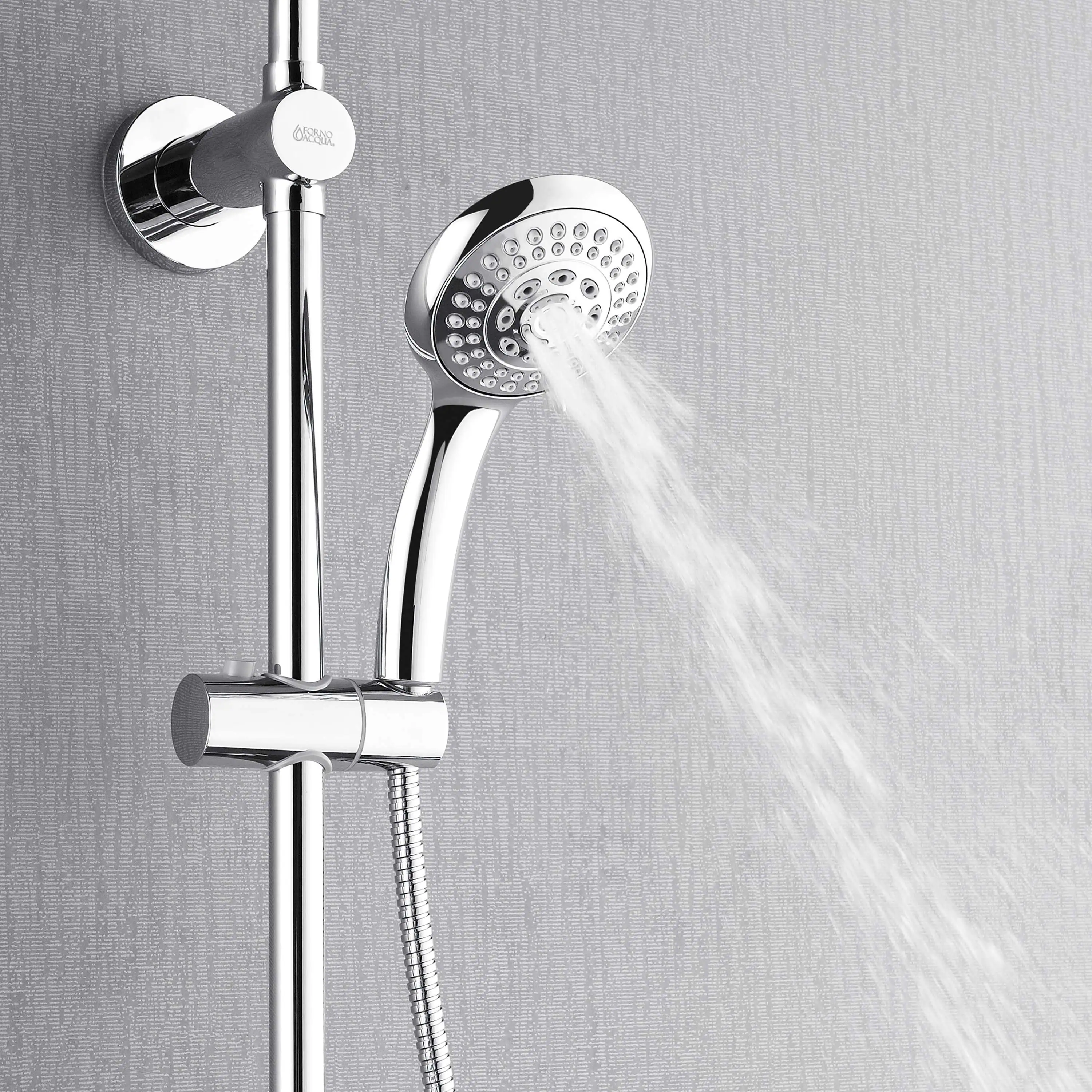 Forno Acqua Spa Retrofit 8-Inch Overhead Rainfall Shower with 2.5 GPM Flow Rate, Handheld, Body Jets, 6 Way Diverter in Polished Stainless Steel (SC32CP-C2) - Image 5