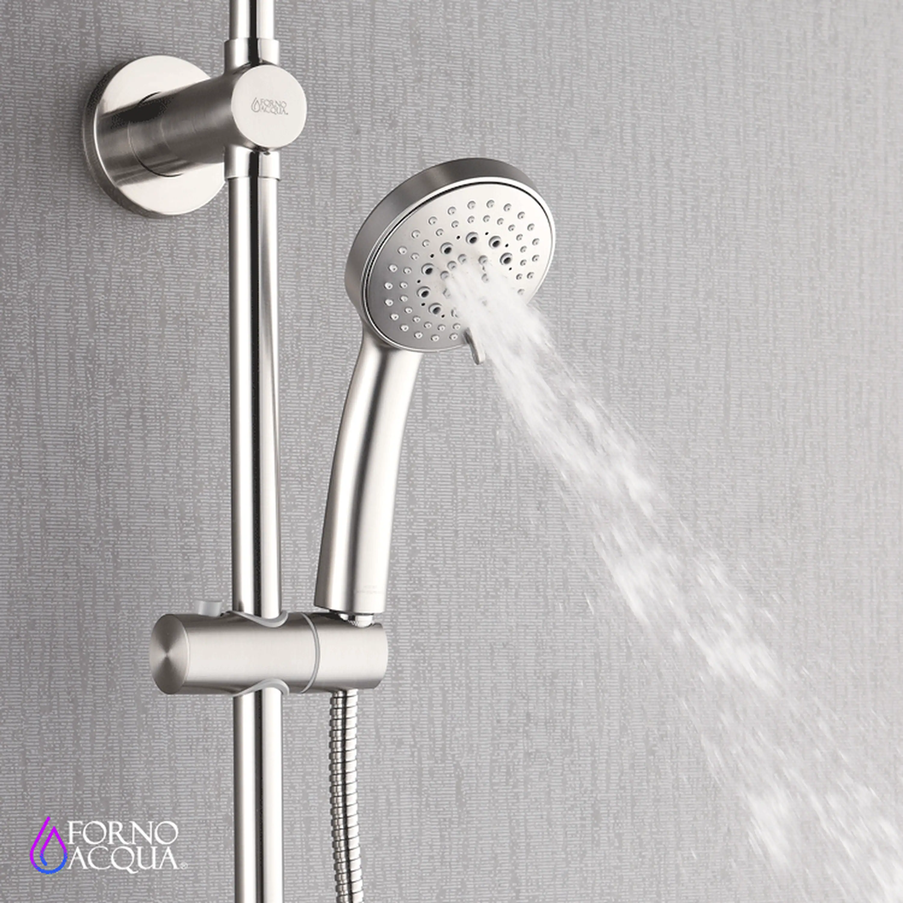 Forno Acqua Spa Retrofit 9-Inch Overhead Rainfall  Shower with 1.8 GPM Flow Rate, Handheld, Body Jets, 6 Way Diverter in Brushed Nickel (SC31BN-C8) - Image 6