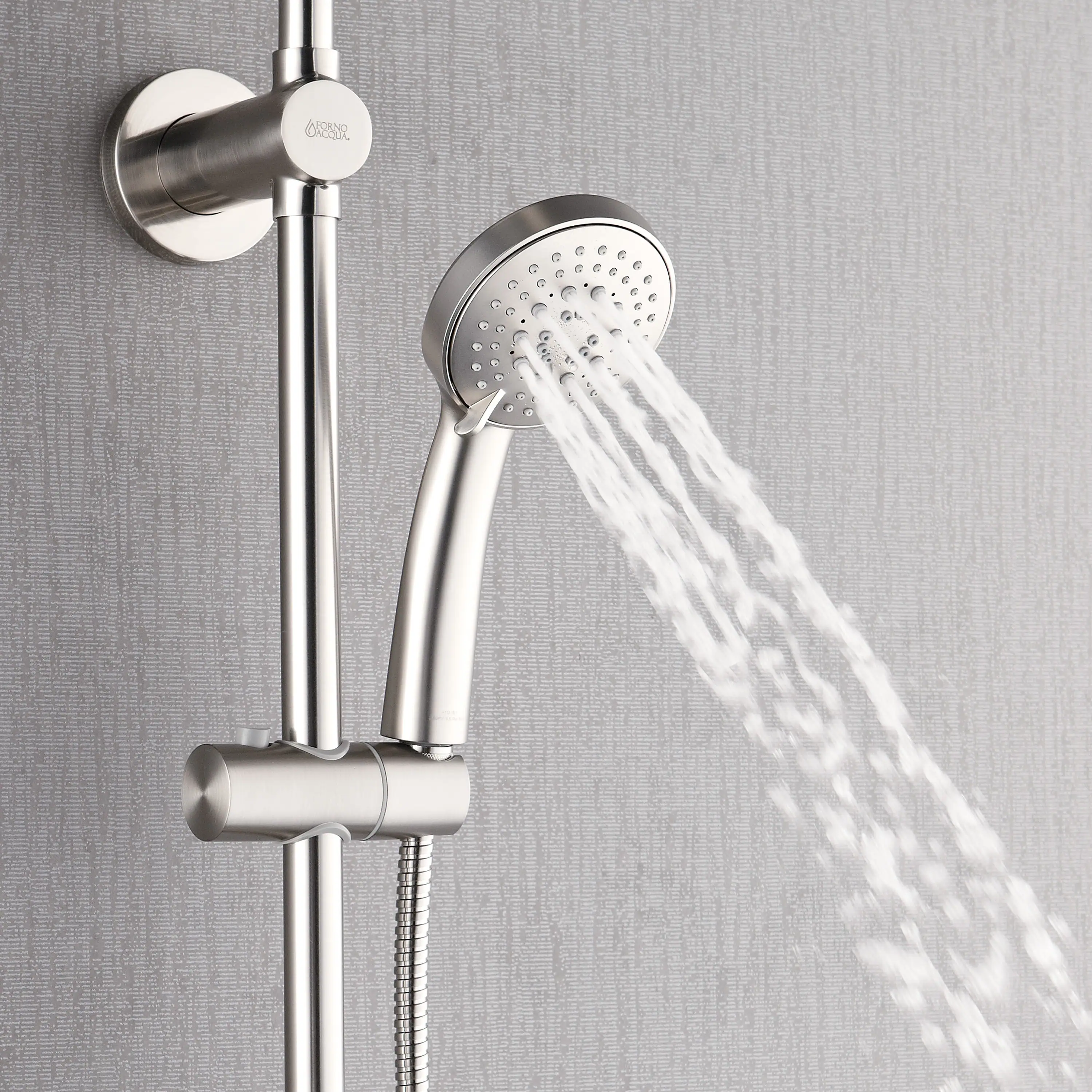 Forno Acqua Spa Retrofit 9-Inch Overhead Rainfall Shower with 2.5 GPM Flow Rate, Handheld, Body Jets, 6 Way Diverter in Brushed Nickel (SC31BN-C2) - Image 4