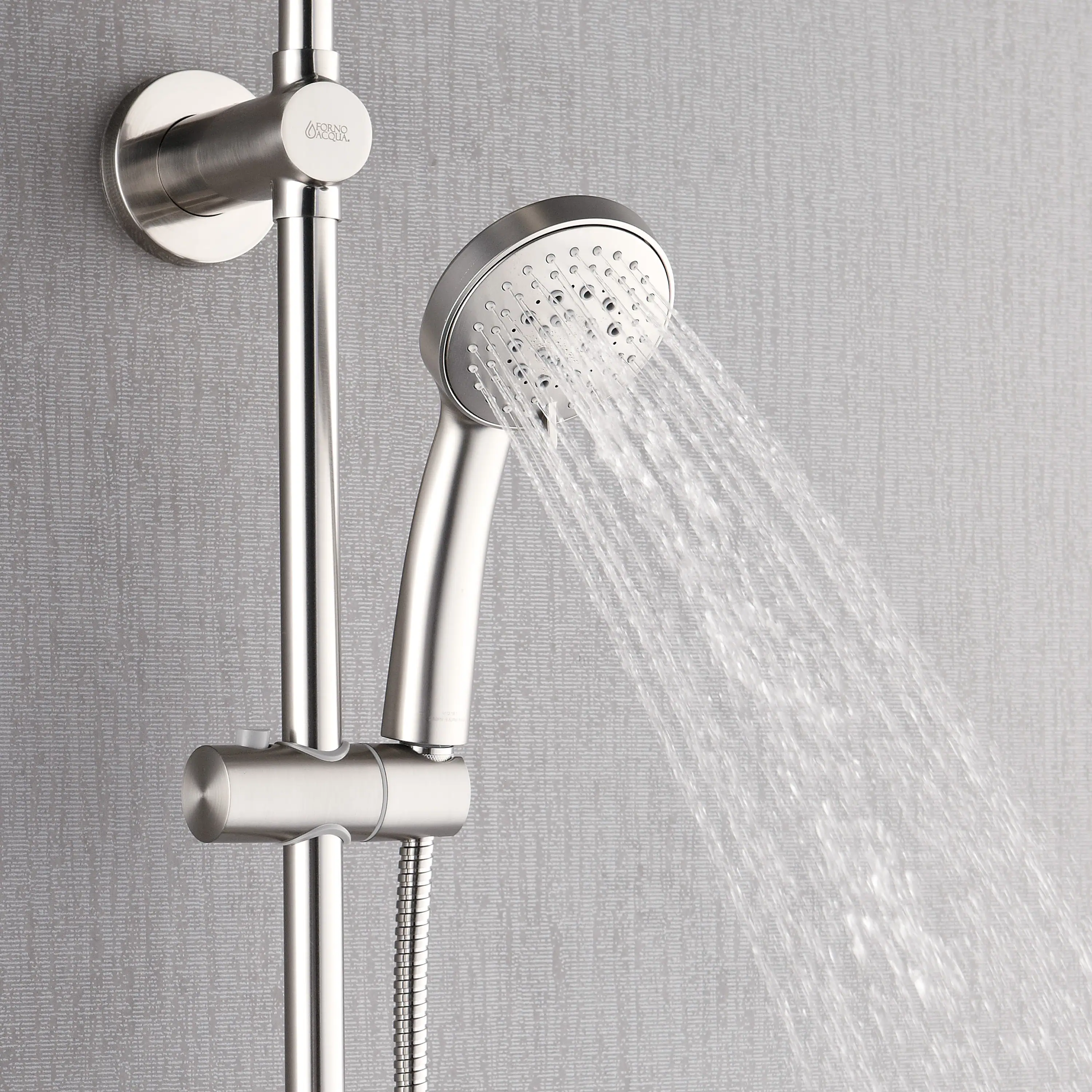 Forno Acqua Spa Retrofit 9-Inch Overhead Rainfall Shower with 2.5 GPM Flow Rate, Handheld, Body Jets, 6 Way Diverter in Brushed Nickel (SC31BN-C2) - Image 5