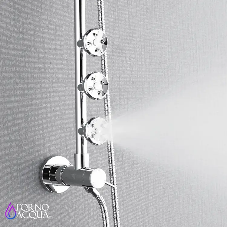 Forno Acqua Spa Retrofit 9-Inch Overhead Rainfall Shower with 1.8 GPM Flow Rate, Handheld, Body Jets, 6 Way Diverter in Polished Stainless Steel (SC31CP-C8) - Image 3