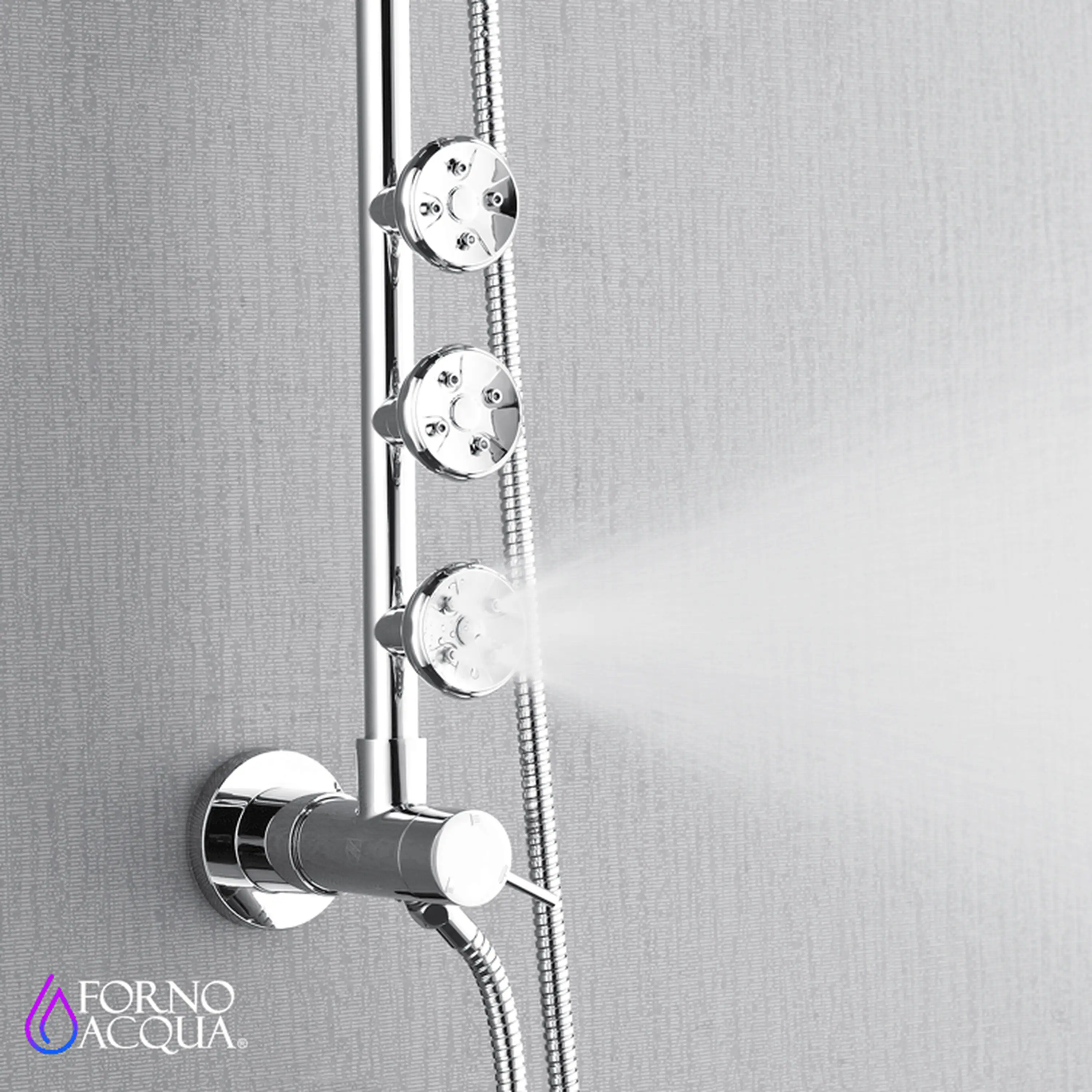Forno Acqua Spa Retrofit 9-Inch Overhead Rainfall Shower with 1.8 GPM Flow Rate, Handheld, Body Jets, 6 Way Diverter in Polished Stainless Steel (SC31CP-C8) - Image 7