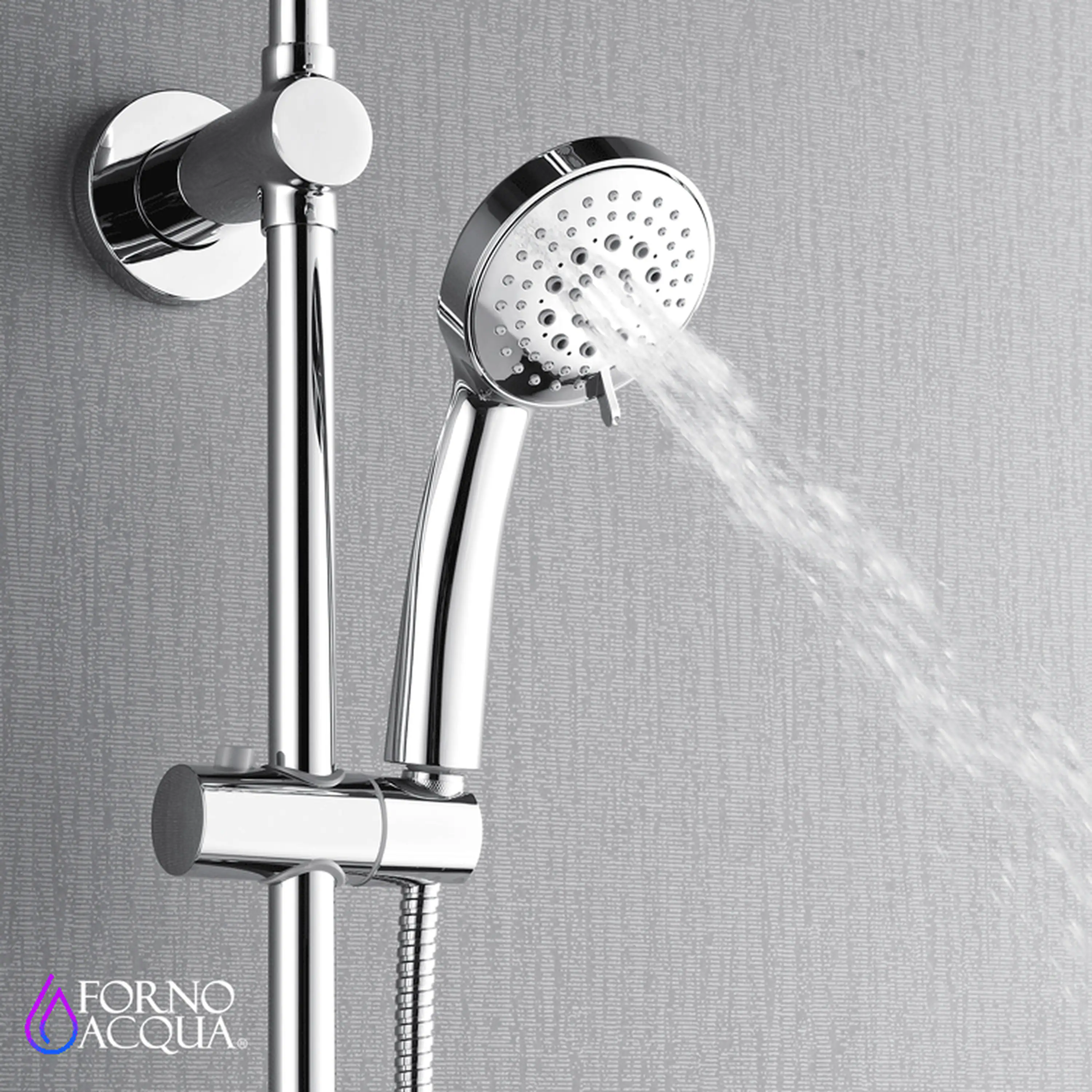 Forno Acqua Spa Retrofit 9-Inch Overhead Rainfall Shower with 2.5 GPM Flow Rate, Handheld, Body Jets, 6 Way Diverter in Polished Stainless Steel (SC31CP-C2) - Image 4