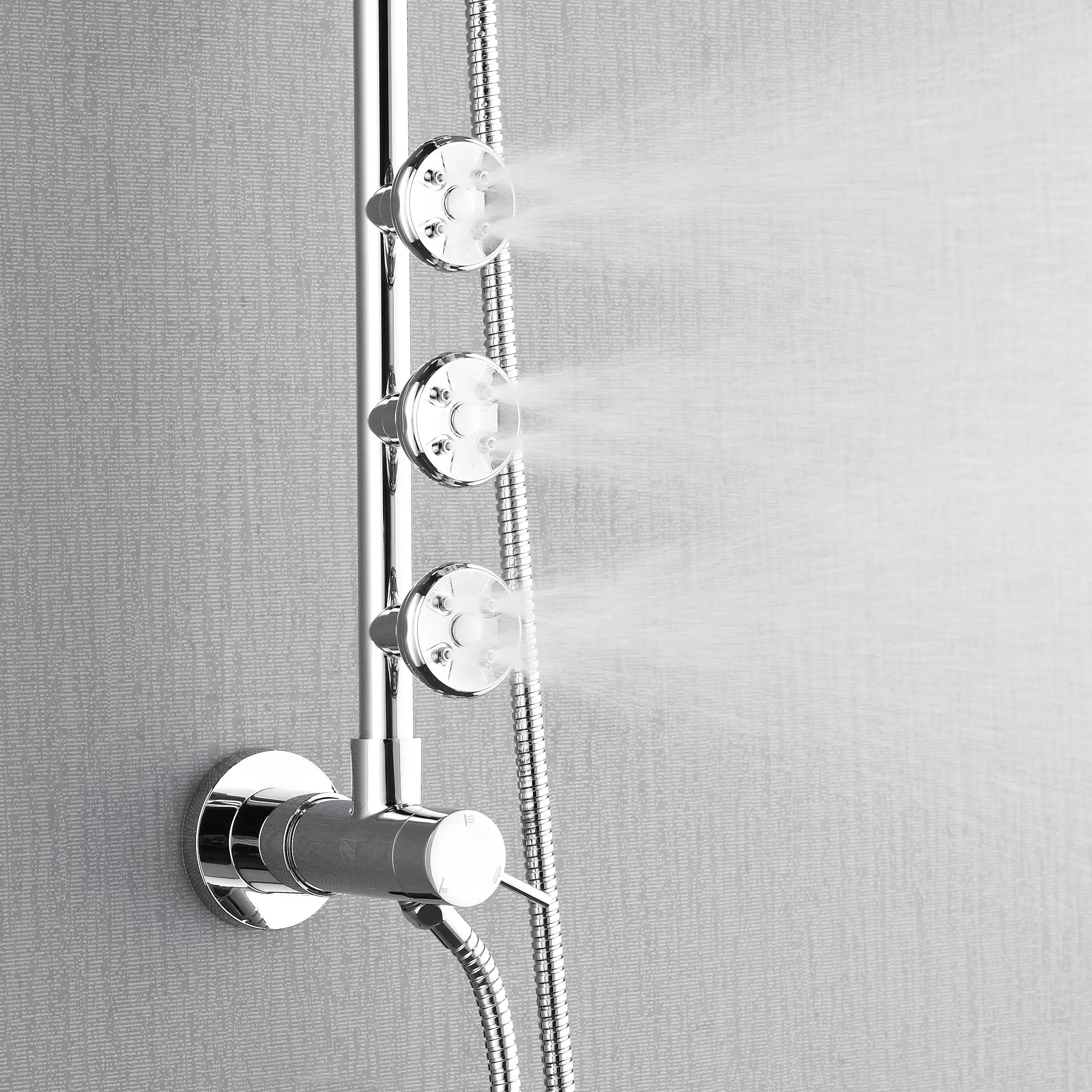 Forno Acqua Spa Retrofit 9-Inch Overhead Rainfall Shower with 2.5 GPM Flow Rate, Handheld, Body Jets, 6 Way Diverter in Polished Stainless Steel (SC31CP-C2) - Image 8