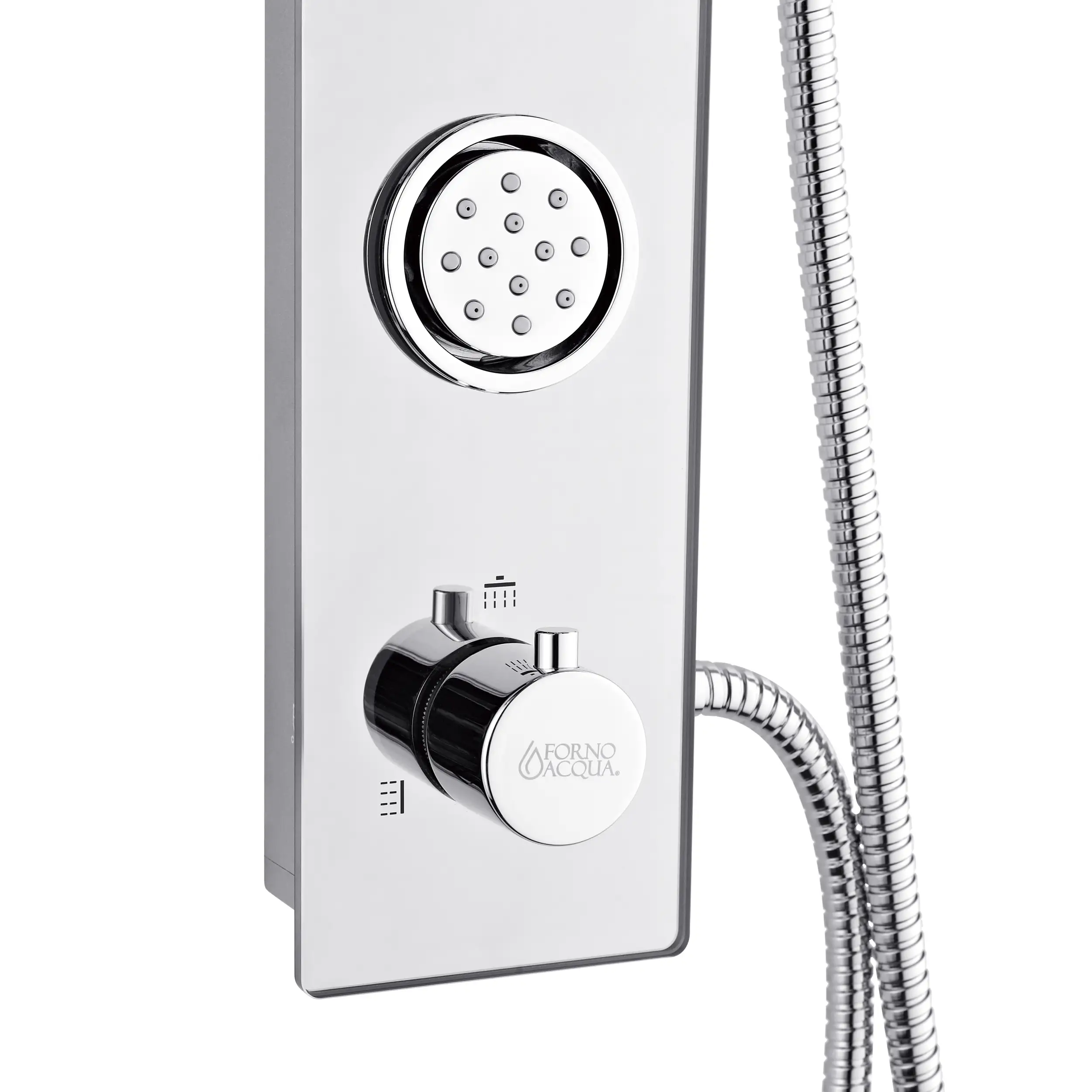Forno Acqua Spa 9-Inch Overhead Rainfall Shower Panel with 1.8 GPM Flow Rate and SensoTEMP in Mirrored Stainless Steel Finish (SL31MC-L8) - Image 7