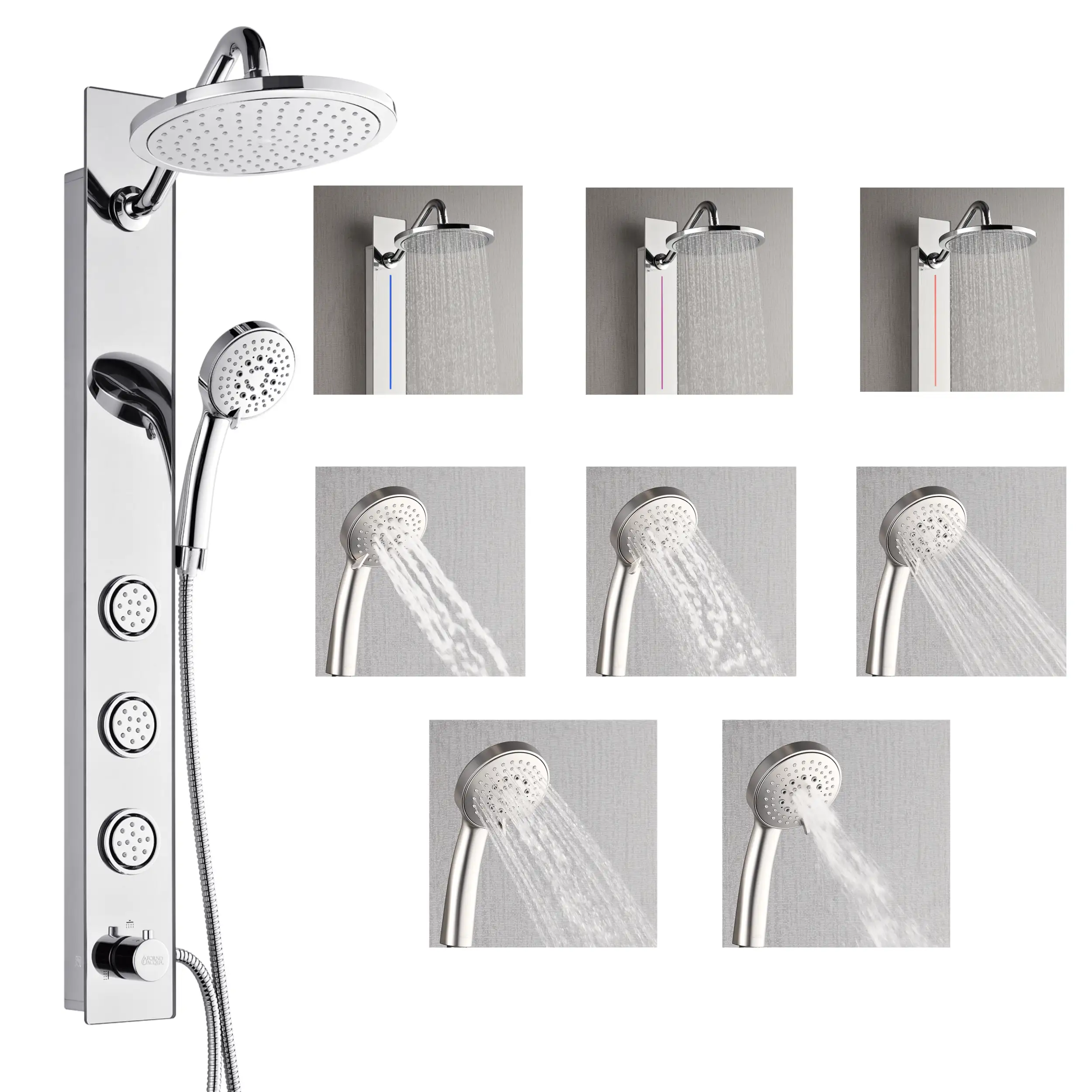 Forno Acqua Spa 9-Inch Overhead Rainfall Shower Panel with 1.8 GPM Flow Rate and SensoTEMP in Mirrored Stainless Steel Finish (SL31MC-L8) - Image 8