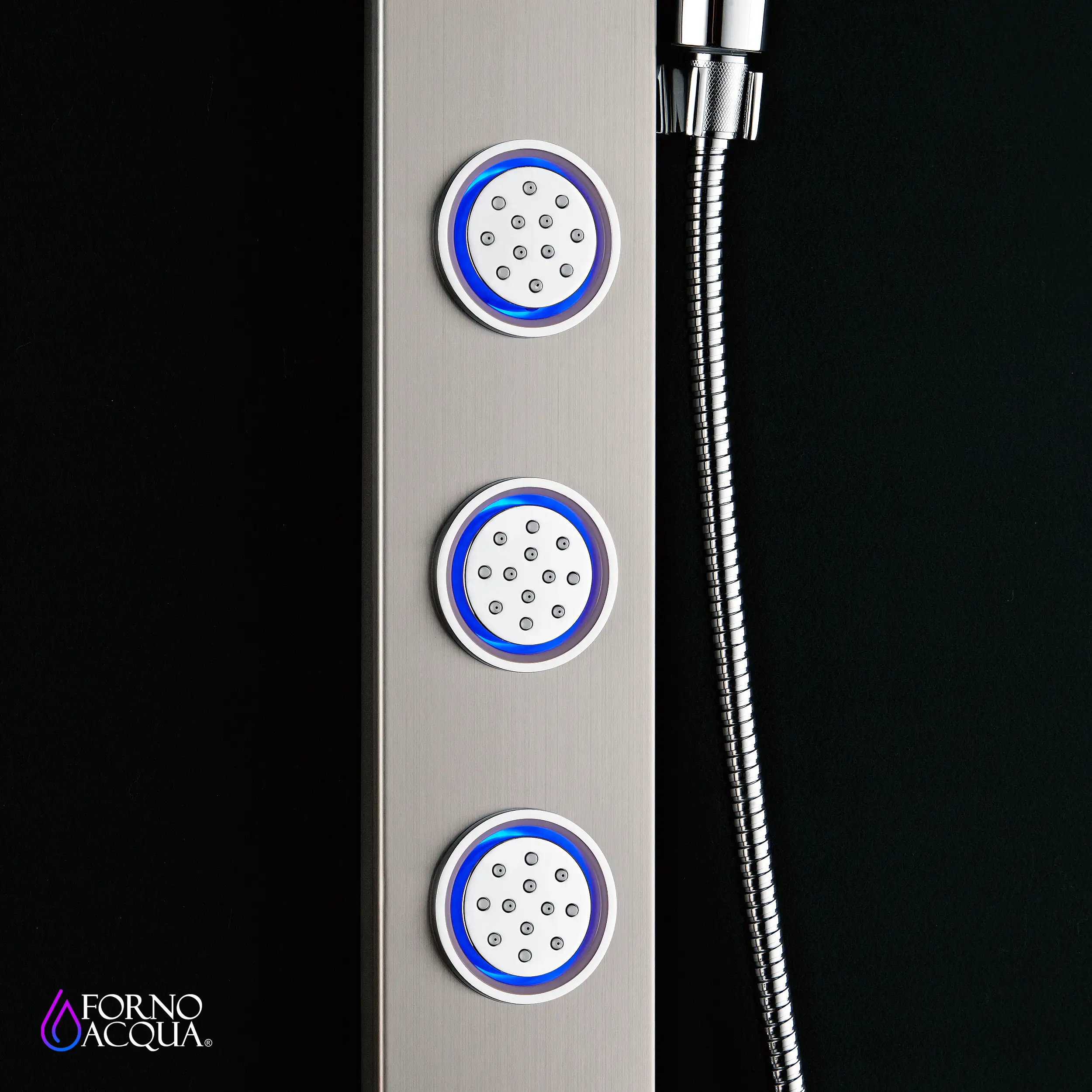 Forno Acqua Spa 9-Inch Overhead Rainfall Shower Panel with 1.8 GPM Flow Rate and SensoTemp, Handheld, Body Jets in Stainless Steel (SL31BC-L8) - Image 5
