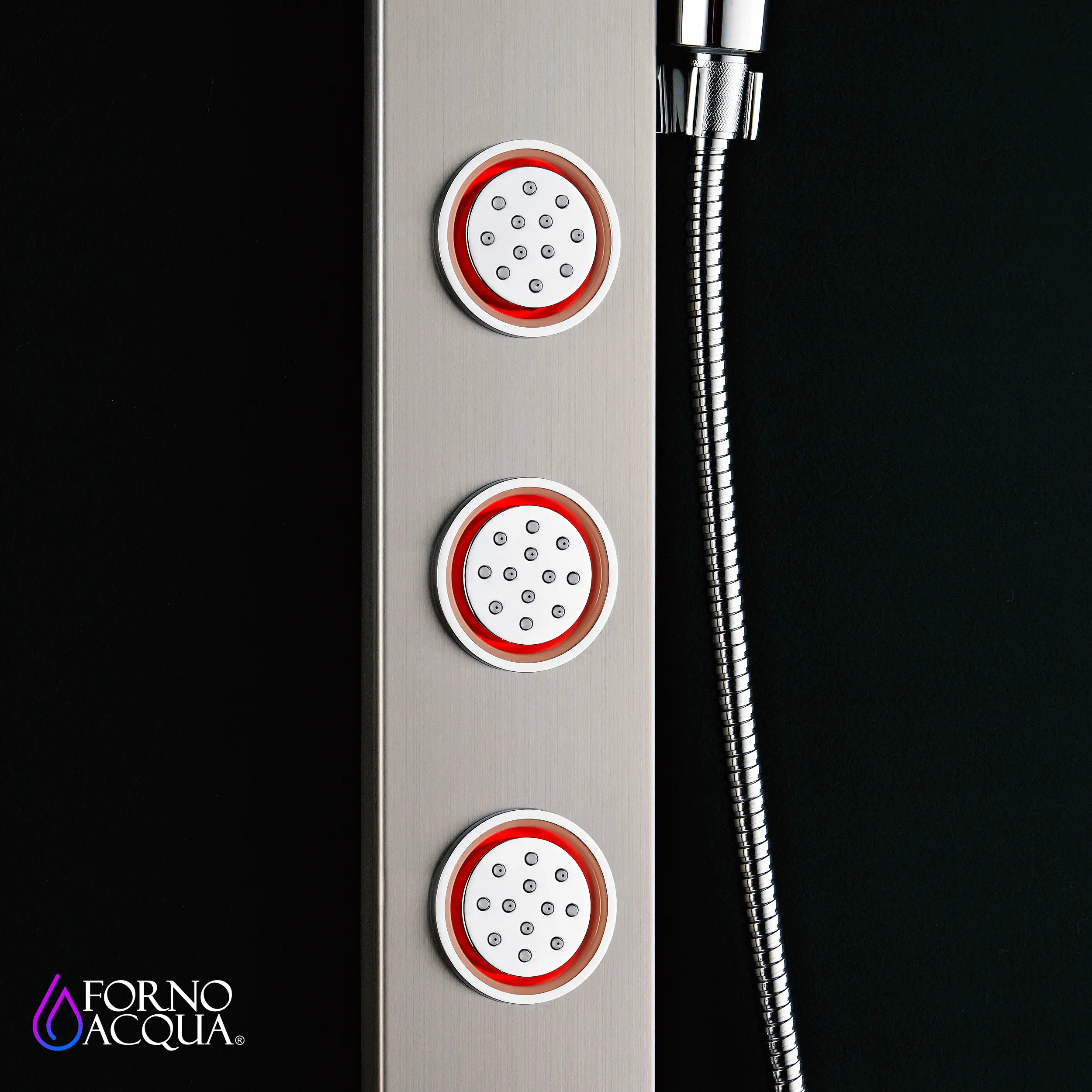 Forno Acqua Spa 9-Inch Overhead Rainfall Shower Panel with 1.8 GPM Flow Rate and SensoTemp, Handheld, Body Jets in Stainless Steel (SL31BC-L8) - Image 7