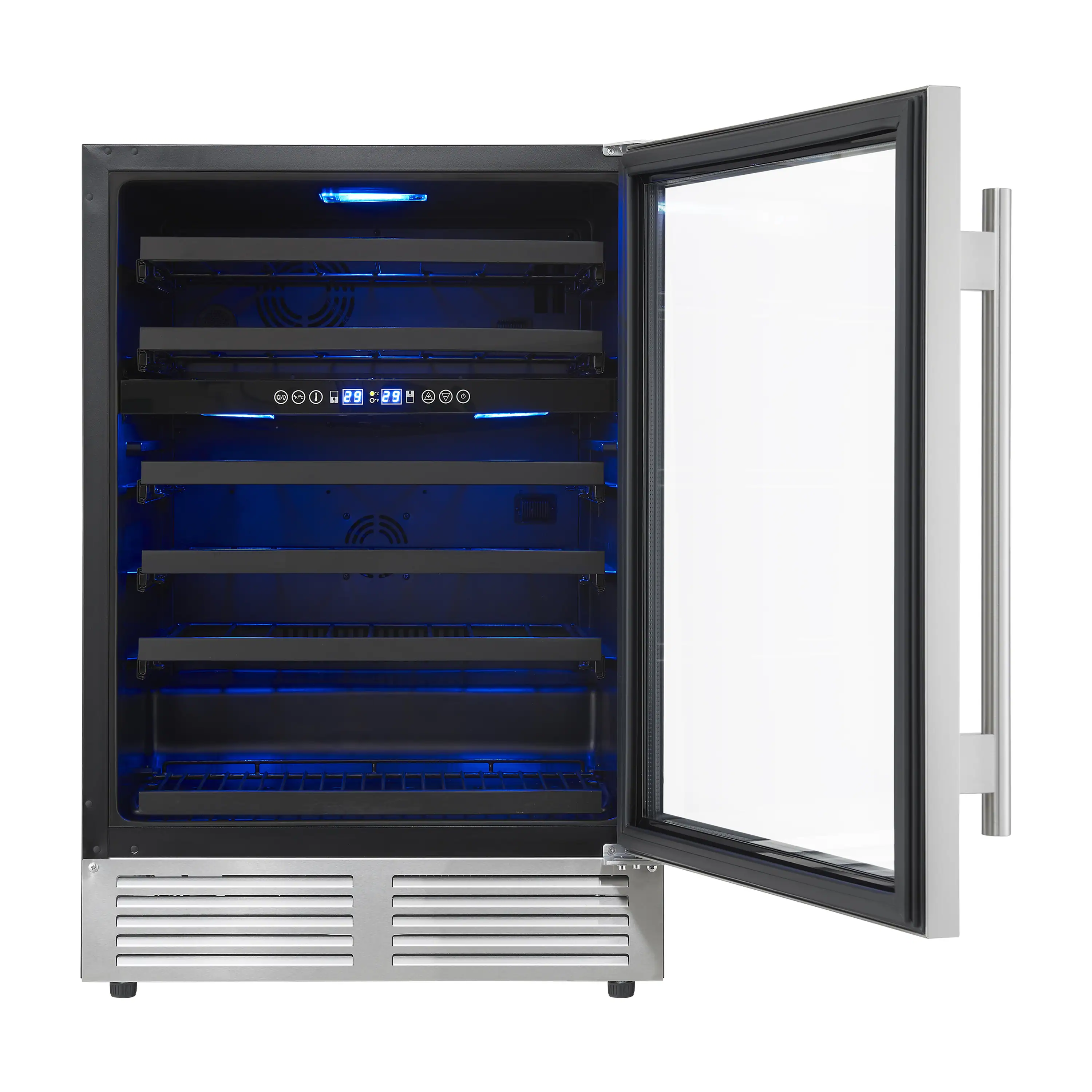 Forno Bachino 24-Inch Wine Cooler in Stainless Steel with LED Lighting, Triple Glass Door, & 51 Bottle Capacity (FWCDR6634-24S) - Image 4