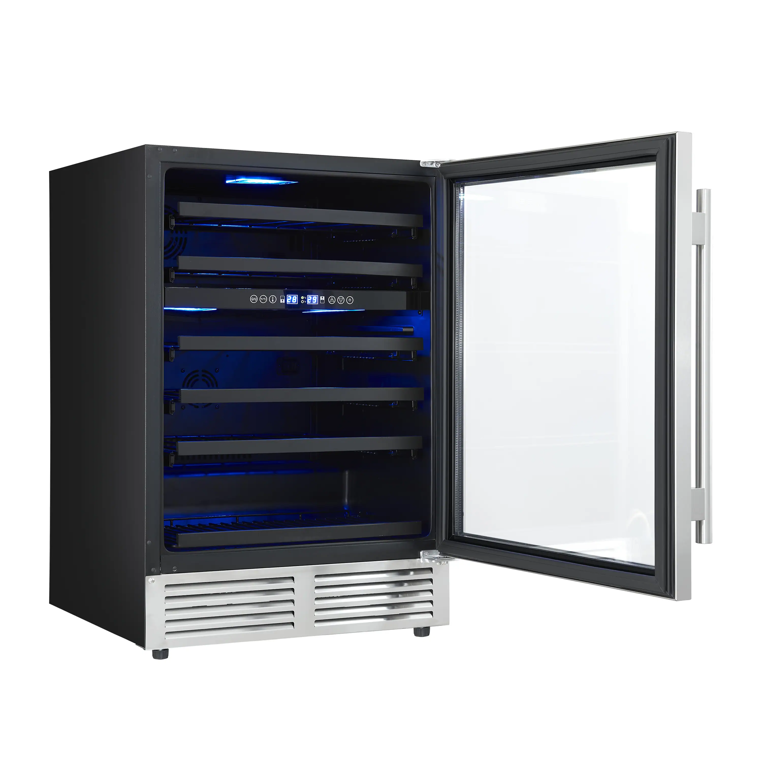 Forno Bachino 24-Inch Wine Cooler in Stainless Steel with LED Lighting, Triple Glass Door, & 51 Bottle Capacity (FWCDR6634-24S) - Image 5