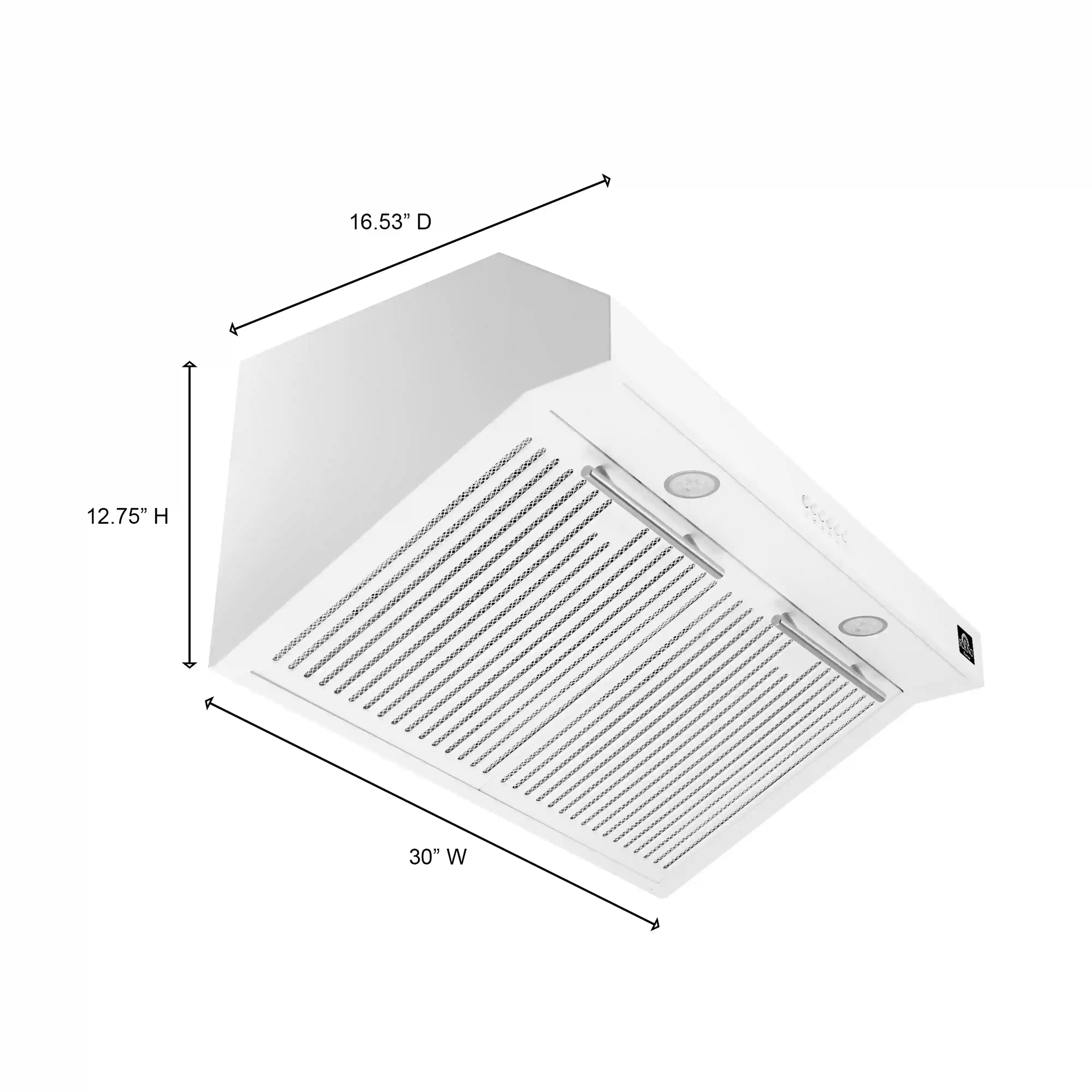Forno Bari 30-Inch Espresso 400 CFM Under Cabinet Range Hood in White with Stainless Steel Handle (FRHUC5255-30WHT) - Image 8