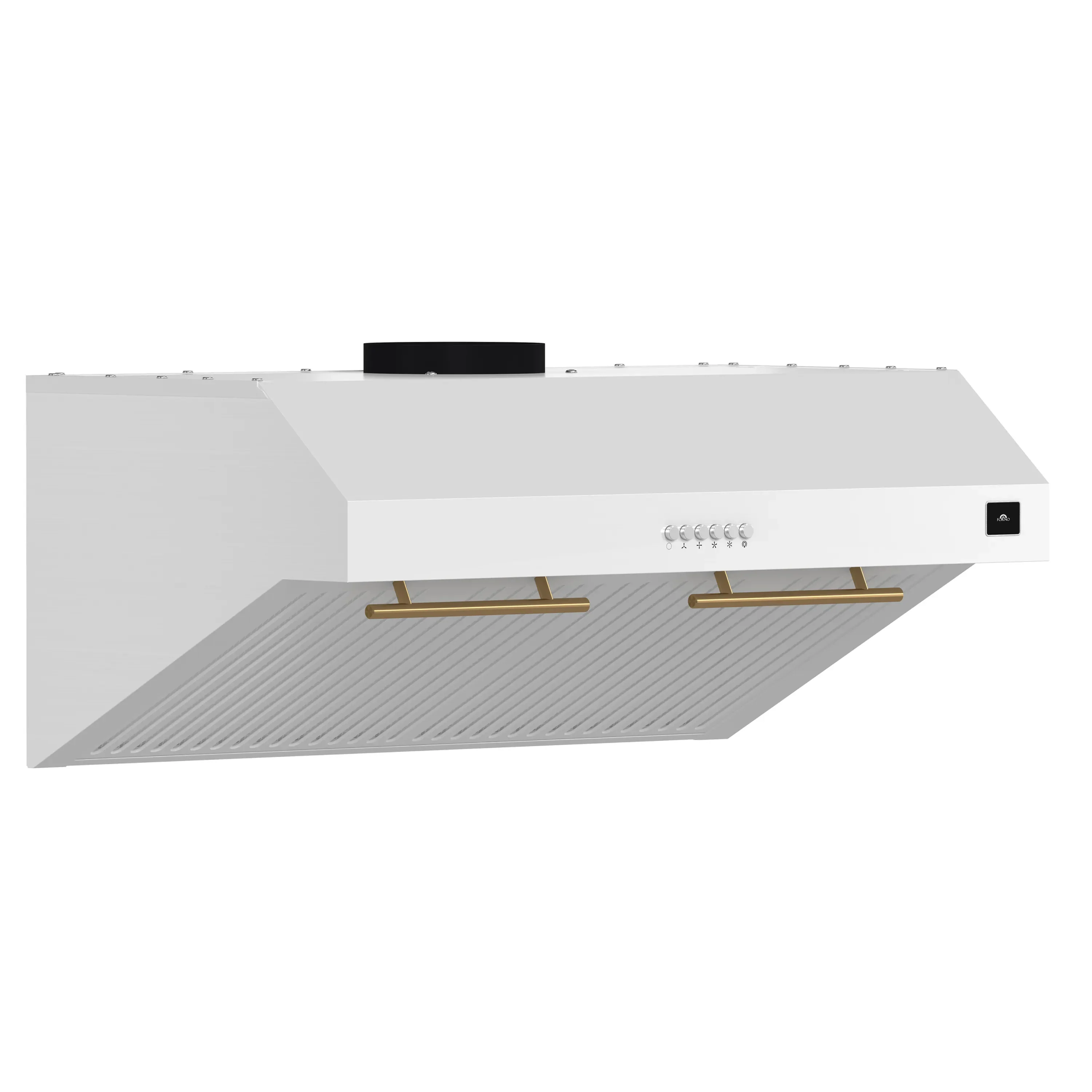 Forno 30-Inch Bari Espresso Under Cabinet Range Hood with 400 CFM in White with Antique Brass Trim (FRHUC5255-30WHT) - Image 4