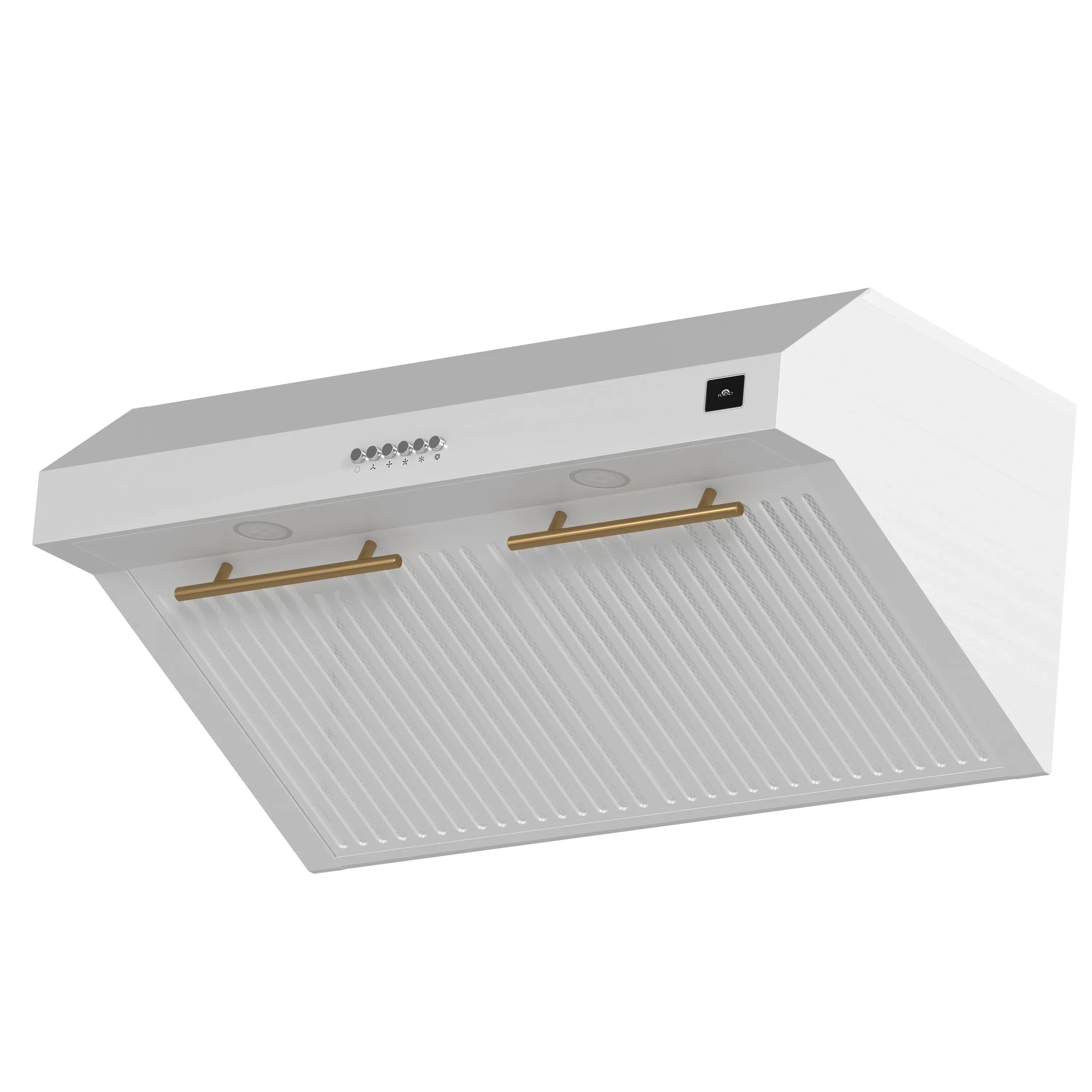 Forno 30-Inch Bari Espresso Under Cabinet Range Hood with 400 CFM in White with Antique Brass Trim (FRHUC5255-30WHT) - Image 6