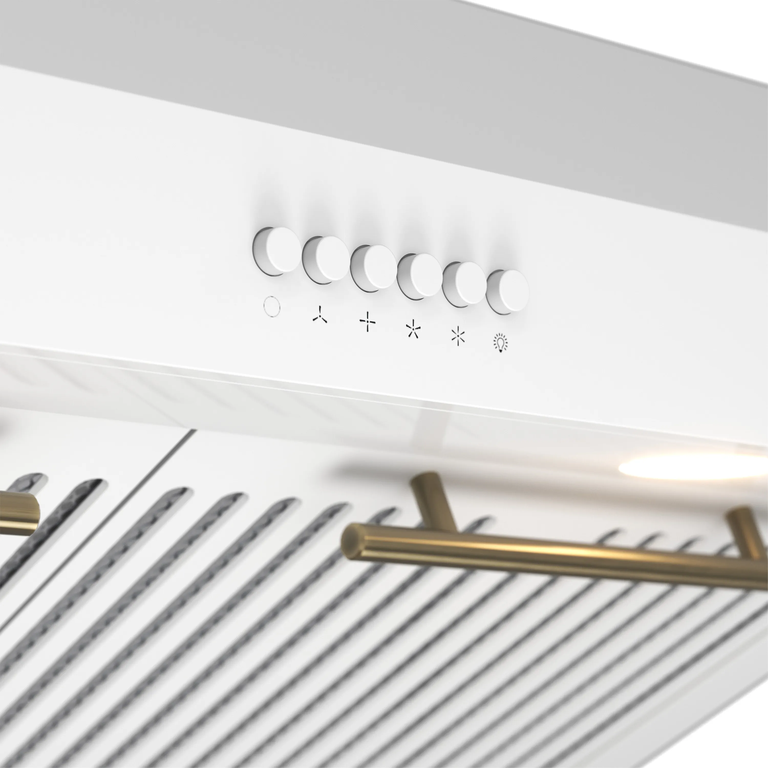 Forno 30-Inch Bari Espresso Under Cabinet Range Hood with 400 CFM in White with Antique Brass Trim (FRHUC5255-30WHT) - Image 7