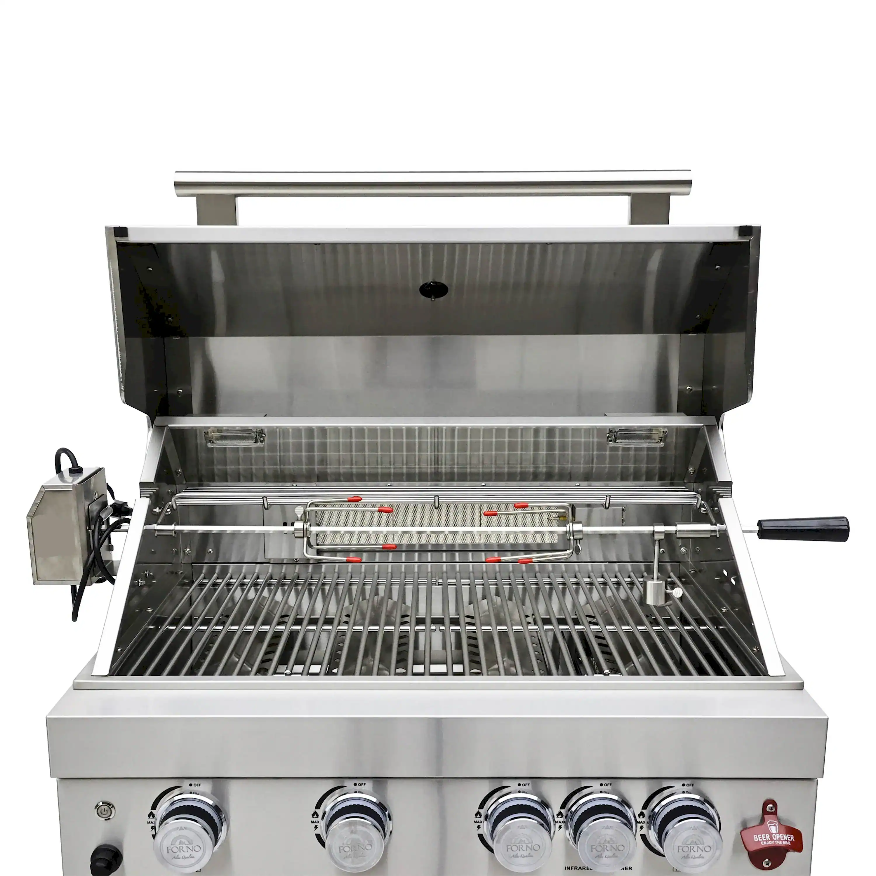 Forno Bulnes Outdoor Kitchen 30-Inch BBQ 60,000 BTU, with Sear, Rotisserie Infrared Burners, 1.8 Cu.Ft. Beverage Center, & Black Countertops (FODKT2506BLK) - Image 10