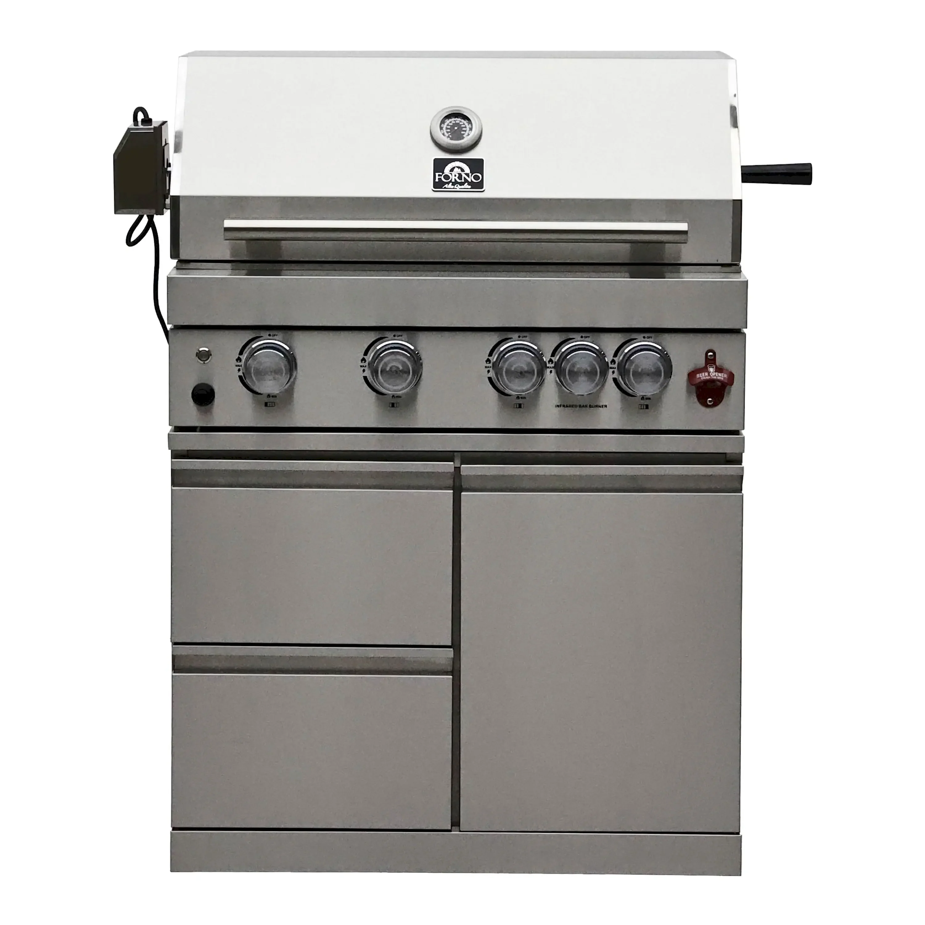 Forno Bulnes Outdoor Kitchen 30-Inch BBQ 60,000 BTU, with Sear, Rotisserie Infrared Burners, 1.8 Cu.Ft. Beverage Center, & Black Countertops (FODKT2506BLK) - Image 6