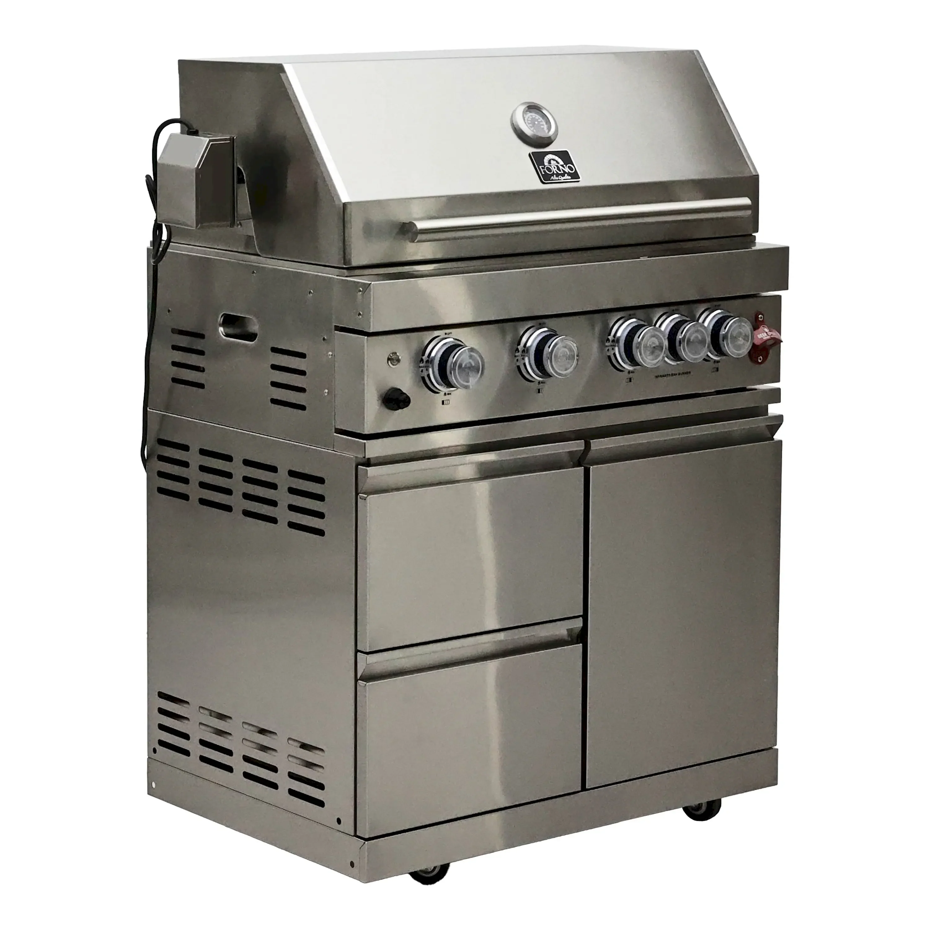 Forno Bulnes Outdoor Kitchen 30-Inch BBQ 60,000 BTU, with Sear, Rotisserie Infrared Burners, 1.8 Cu.Ft. Beverage Center, & Black Countertops (FODKT2506BLK) - Image 7
