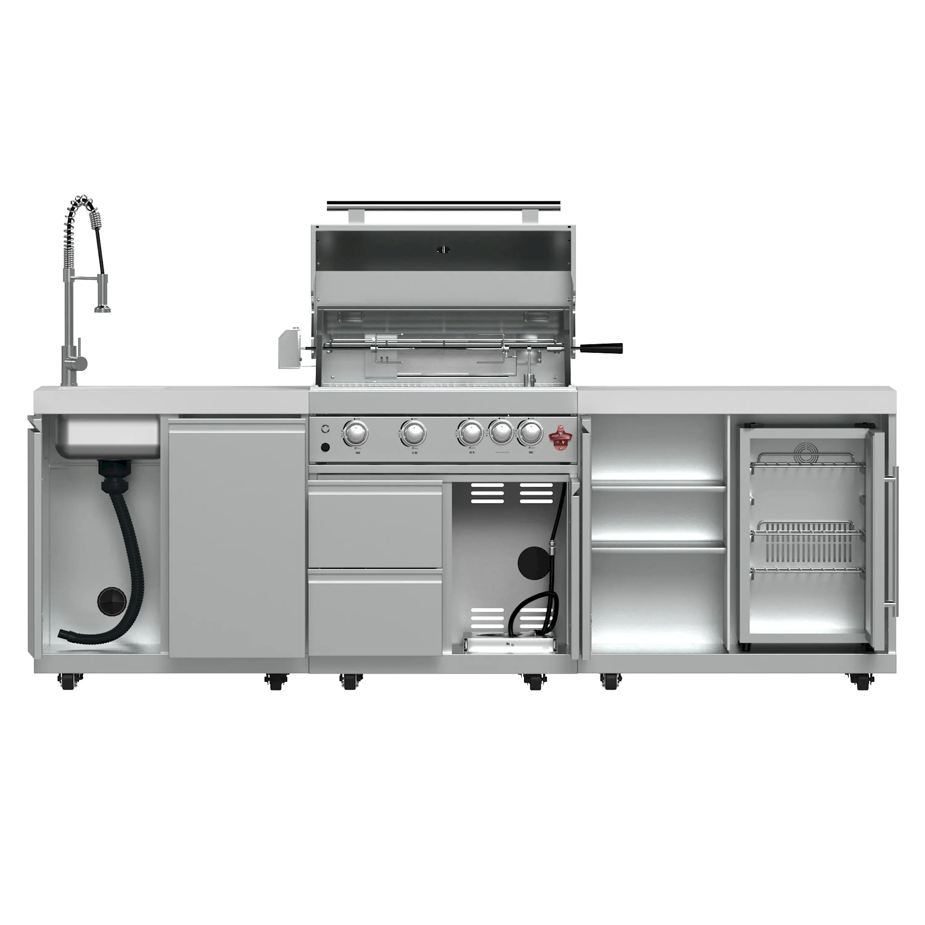 Forno Bulnes Outdoor Kitchen 30-Inch BBQ 60,000 BTU, with Sear, Rotisserie Infrared Burners, 1.8 Cu.Ft. Beverage Center, & White Countertops (FODKT2506WHT) - Image 3