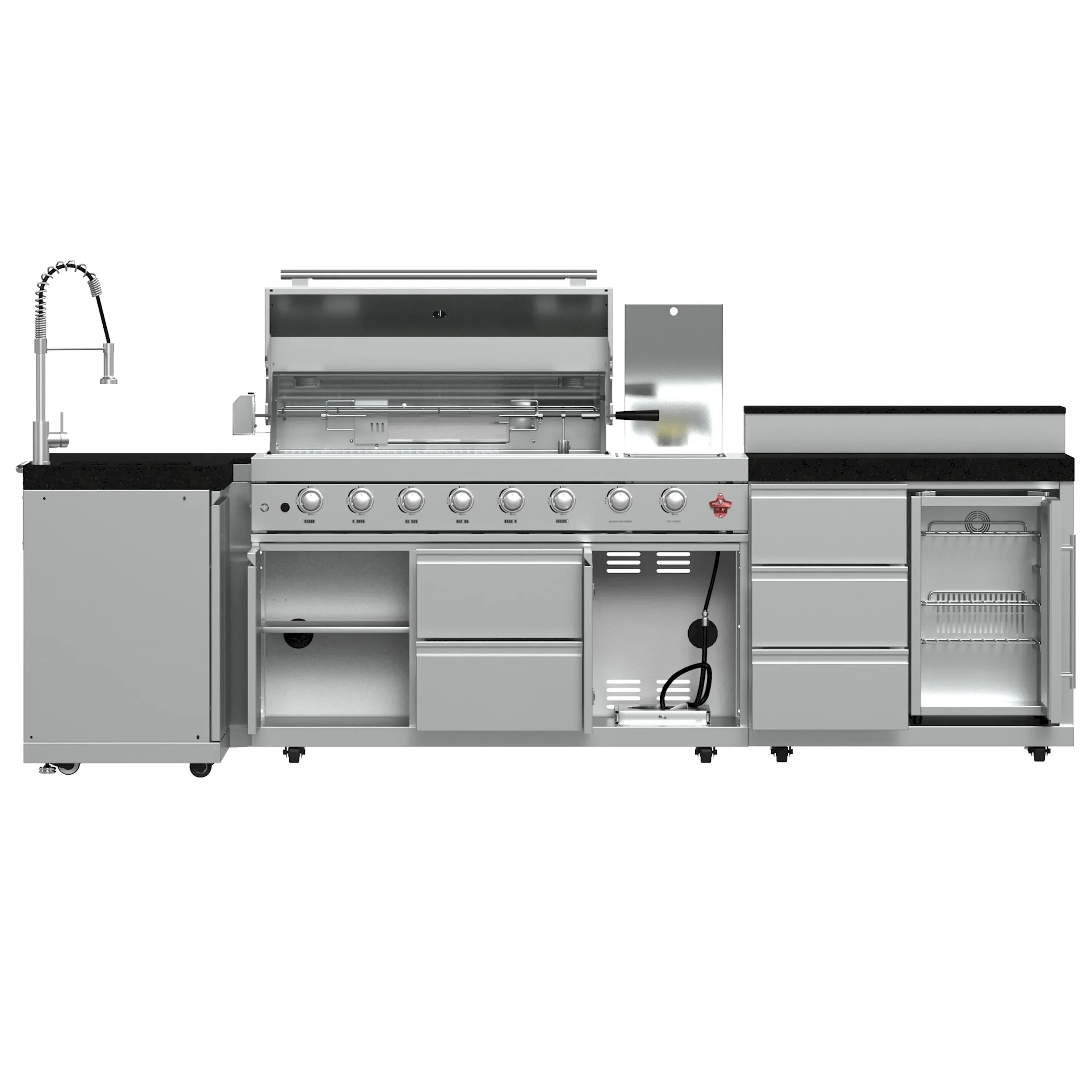 Forno Bulnes Outdoor Kitchen 40-Inch BBQ 95,000 BTU, with 5 Burners, Sear & Rotisserie Infrared Side Burner, 1.8 cu.ft. Beverage Center & Black Granite Countertops (FODKT2520BLK) - Image 3