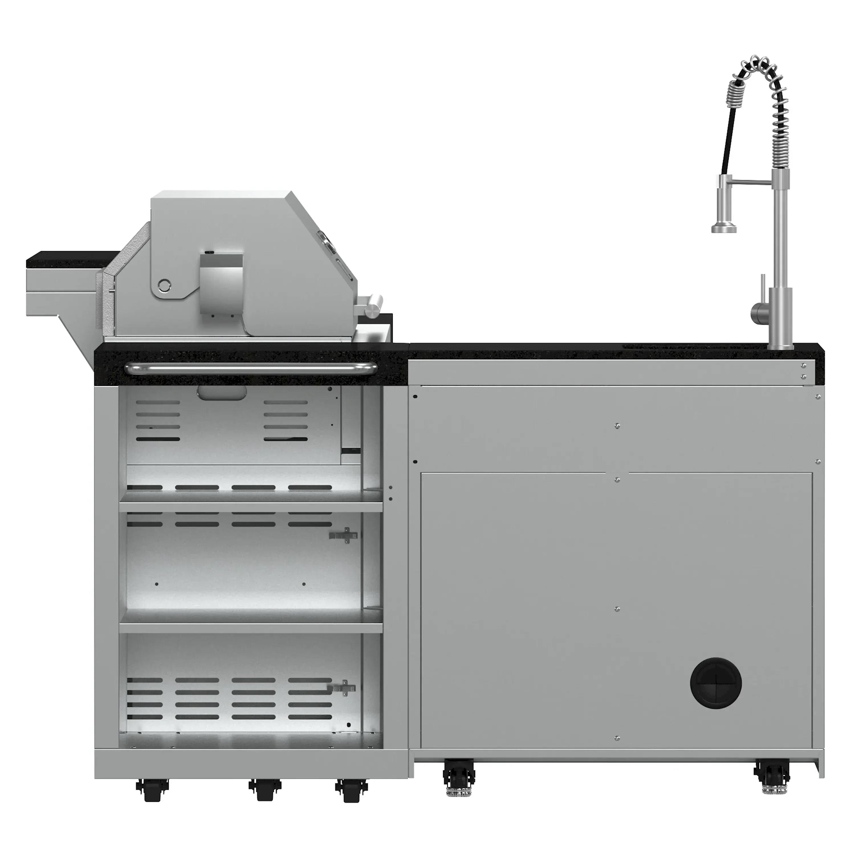 Forno Bulnes Outdoor Kitchen 40-Inch BBQ 95,000 BTU, with 5 Burners, Sear & Rotisserie Infrared Side Burner, 1.8 cu.ft. Beverage Center & Black Granite Countertops (FODKT2520BLK) - Image 6