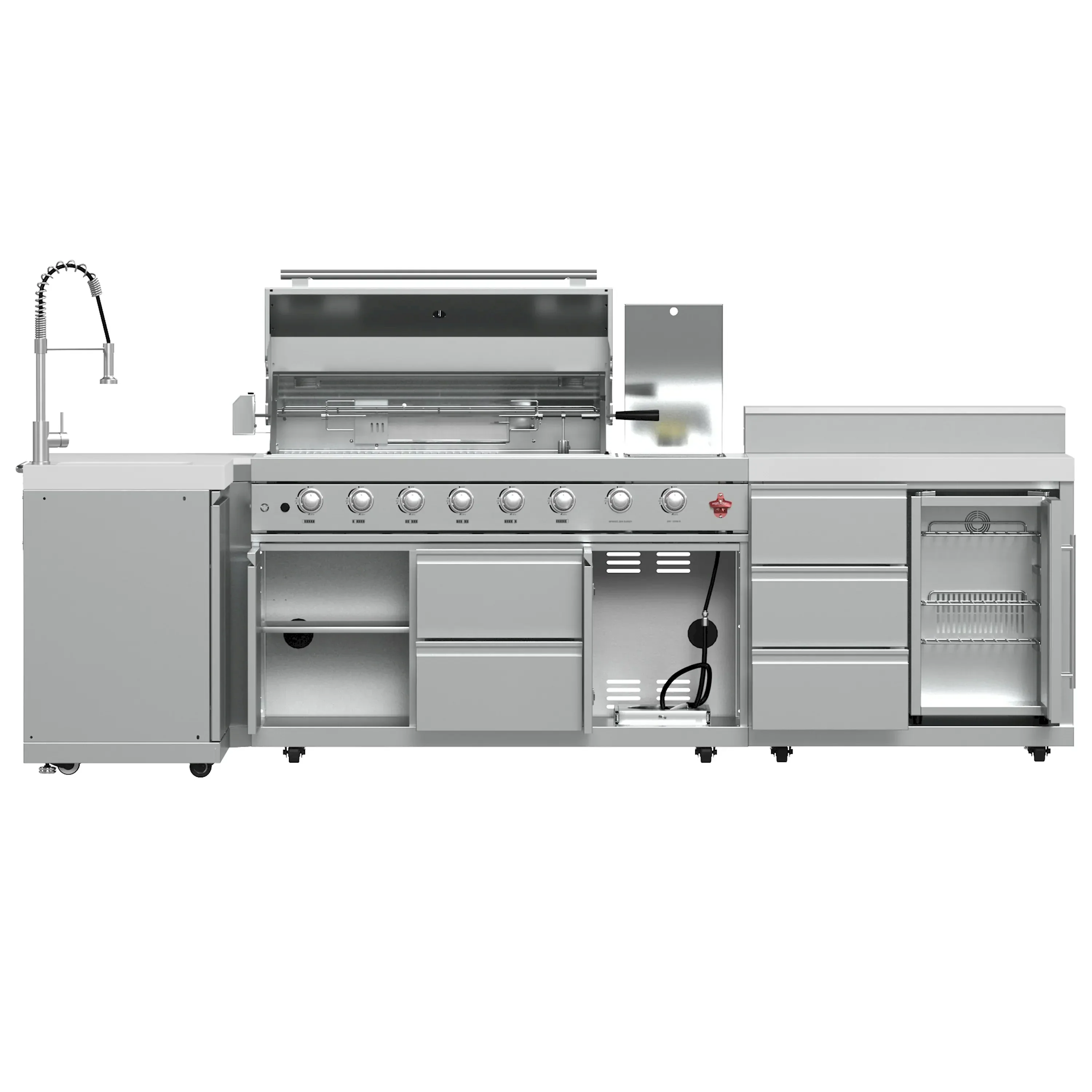 Forno Bulnes Outdoor Kitchen 40-Inch BBQ 95,000 BTU, with 5 Burners, Sear & Rotisserie Infrared Side Burner, 1.8 cu.ft. Beverage Center & White Sintered Stone Countertops (FODKT2520WHT) - Image 3