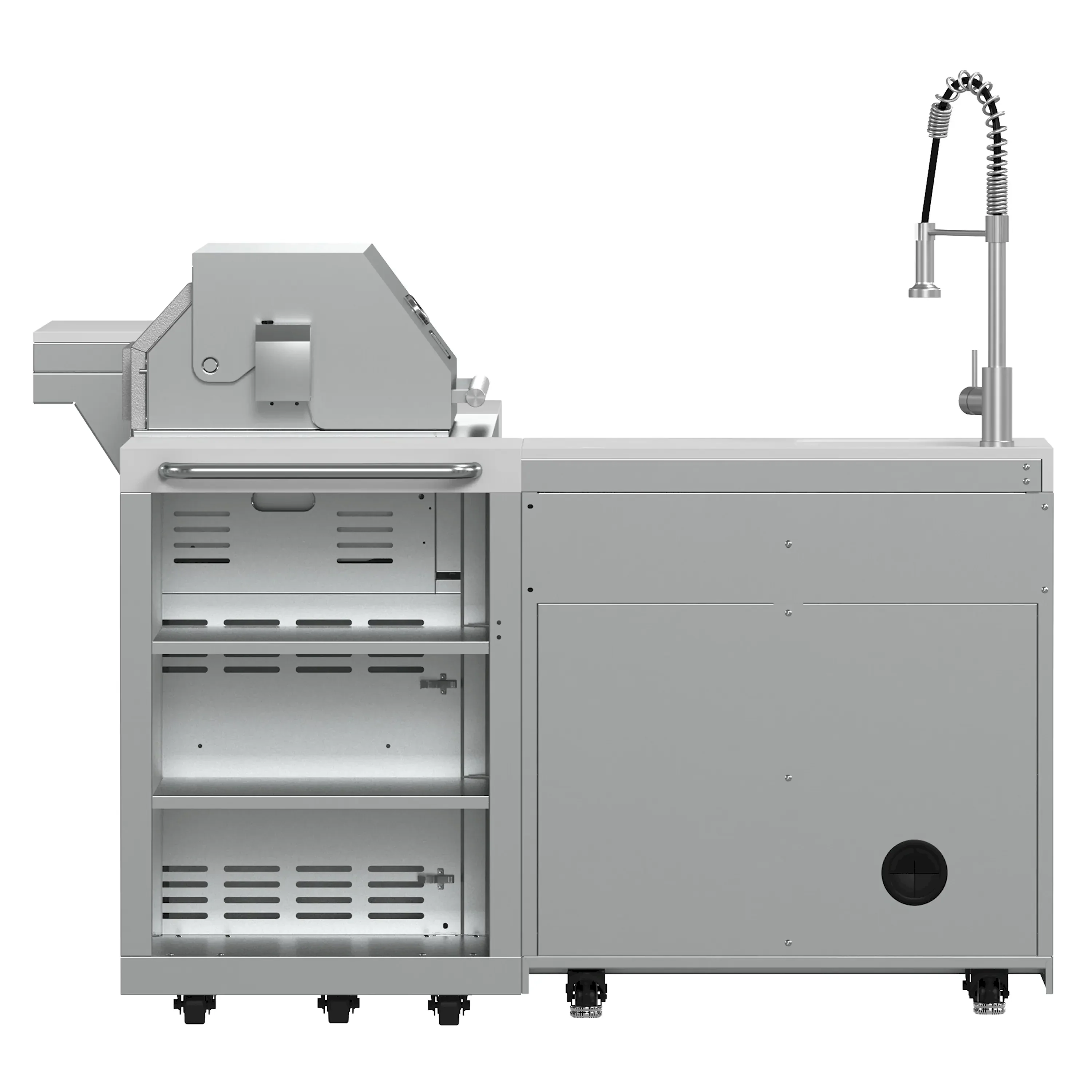 Forno Bulnes Outdoor Kitchen 40-Inch BBQ 95,000 BTU, with 5 Burners, Sear & Rotisserie Infrared Side Burner, 1.8 cu.ft. Beverage Center & White Sintered Stone Countertops (FODKT2520WHT) - Image 6
